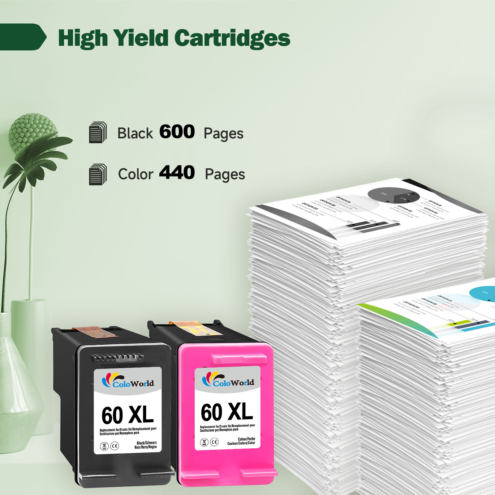 60XL Ink Cartridges for HP 60XL Photosmart C4680 D110a C4795 DeskJet D2680 F4280