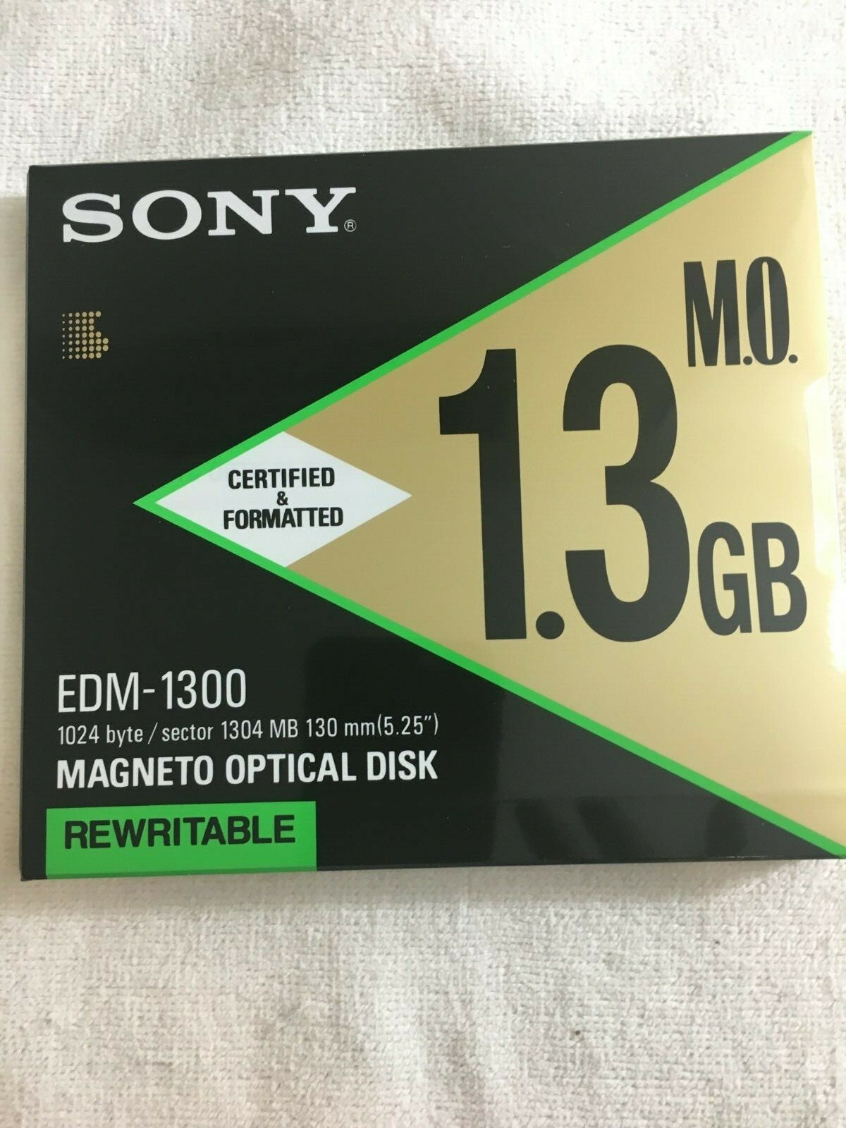 Sony EDM-1300 1.3GB, REWRITABLE Magneto Optical Disk – NEW Sealed.