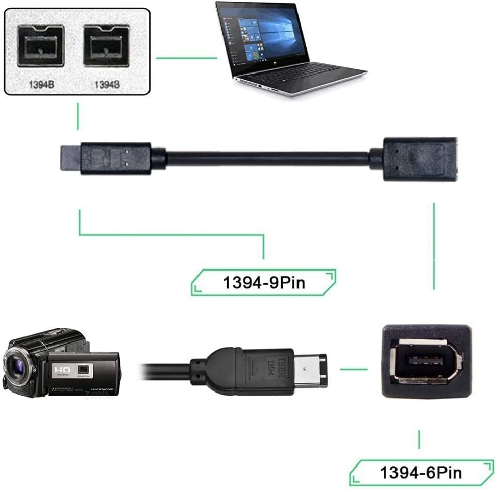 Plug-and-Play FireWire 800 to 400 Adapter – 20cm High-Speed Connection