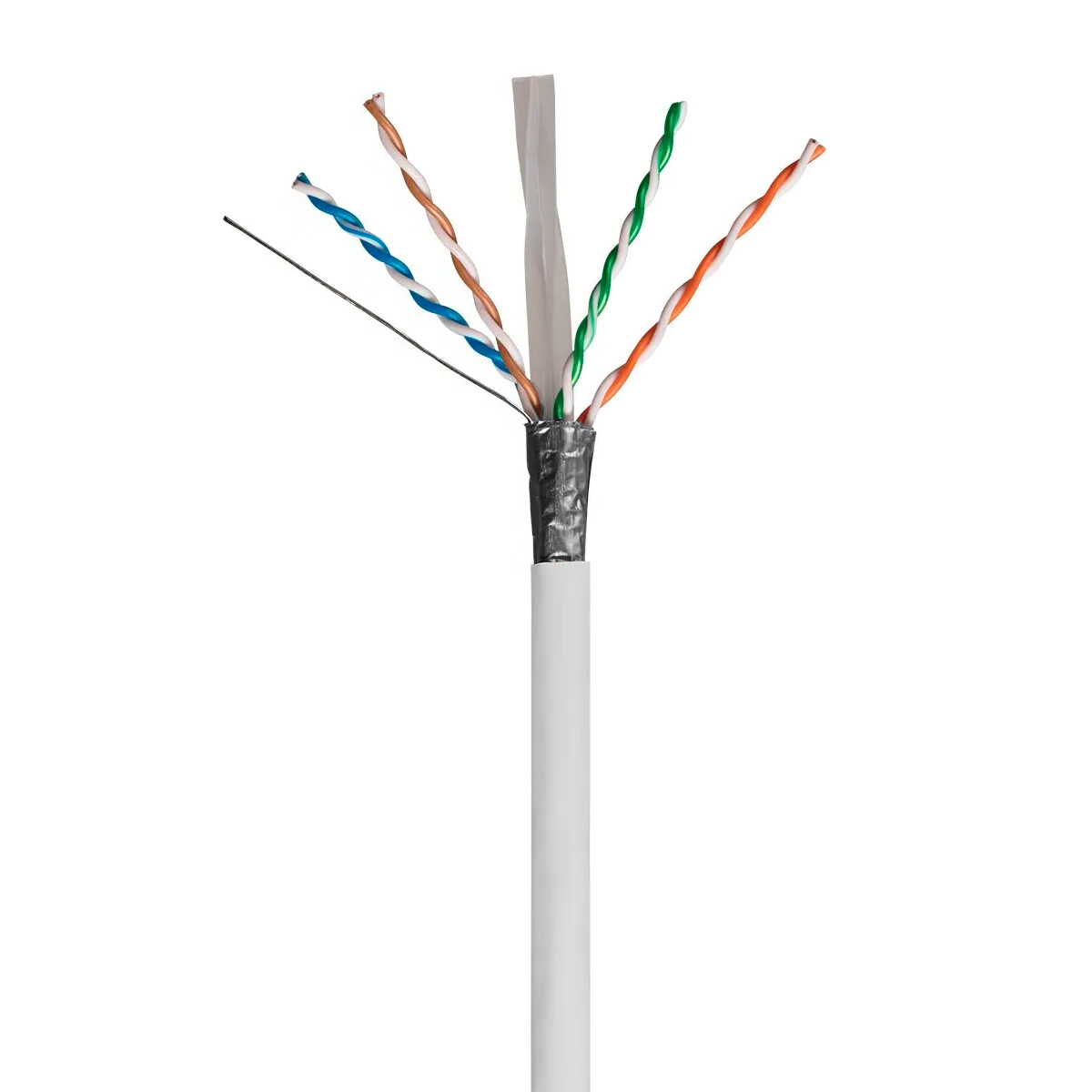 Cat6 FTP Shielded Riser CMR Bulk Ethernet Cable 550Mhz Pure Copper White 1000ft