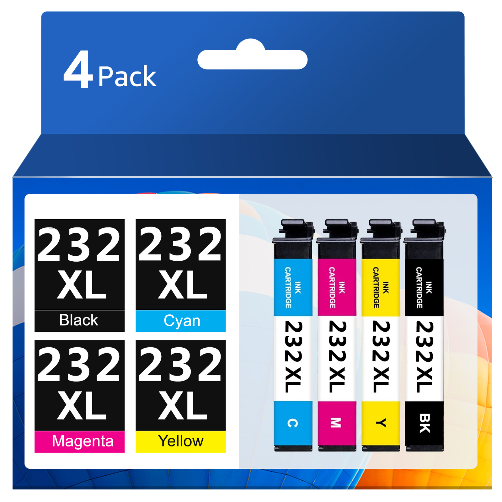 4-Pack 232XL Ink Cartridge Epson 232 WorkForce compatible for WF-2950 XP-4205