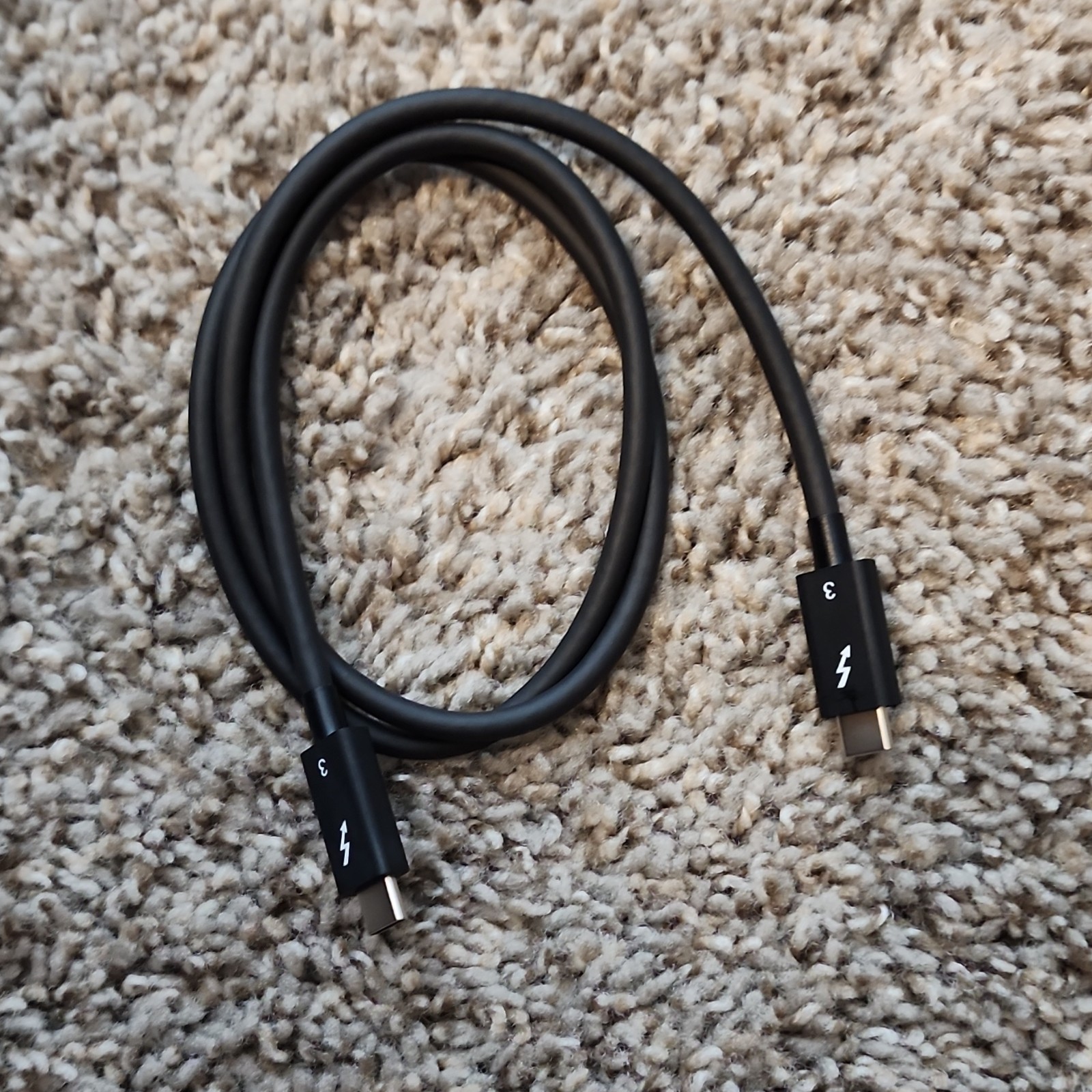 USB-C to USB-C Black Round Cable 0.76m (30 inches) USB Type C Male to Male