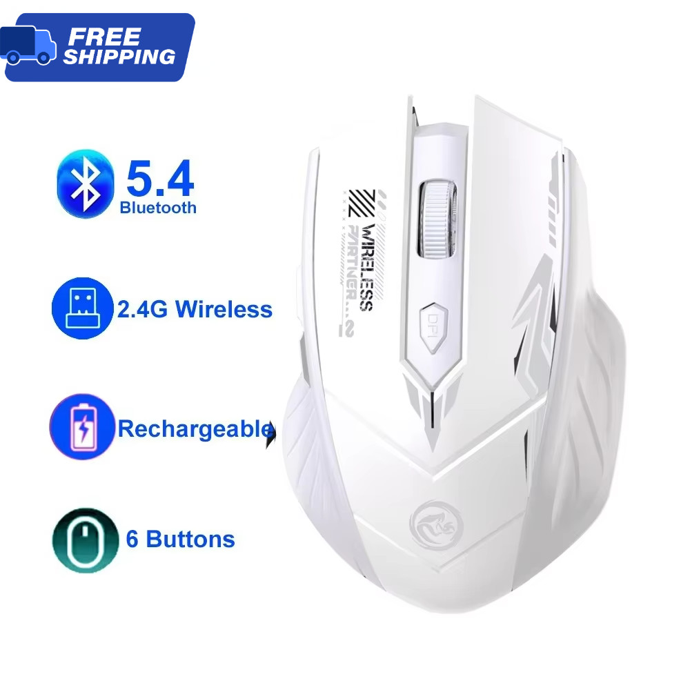 Bluetooth 5.4 Wireless Mouse Silent Rechargeable 6 Button 2.4G for PC Laptop
