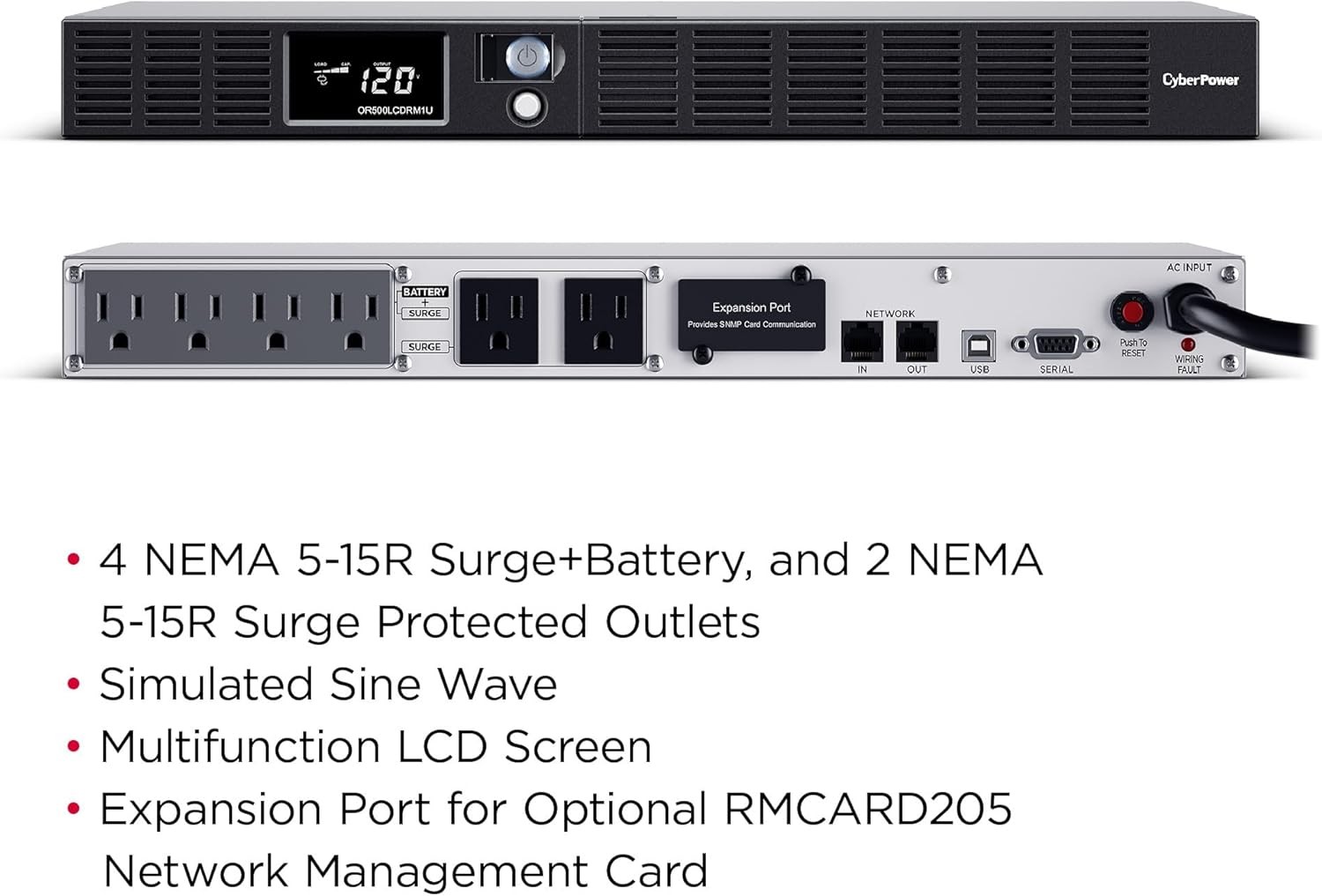 CyberPower OR500LCDRM1U-R Smart App LCD UPS, 6 Outlets – Certified Refurbished