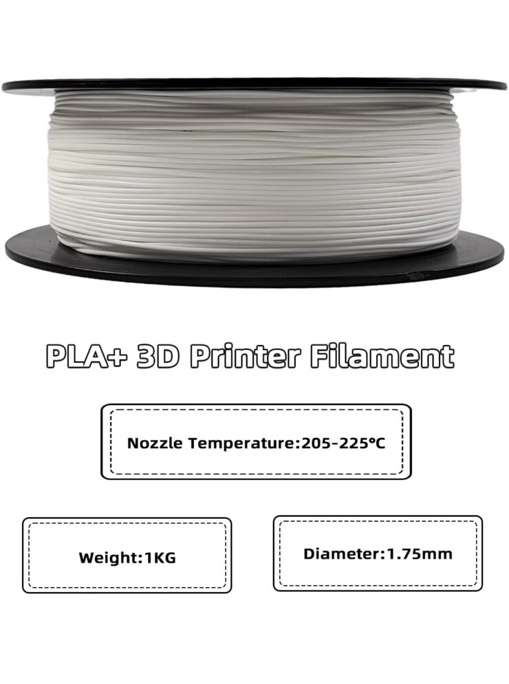 FLSUN 3D Printer Filament 1kg (2.2lb) WHITE PLA+ 1.75mm WHITE PLA US Shipment