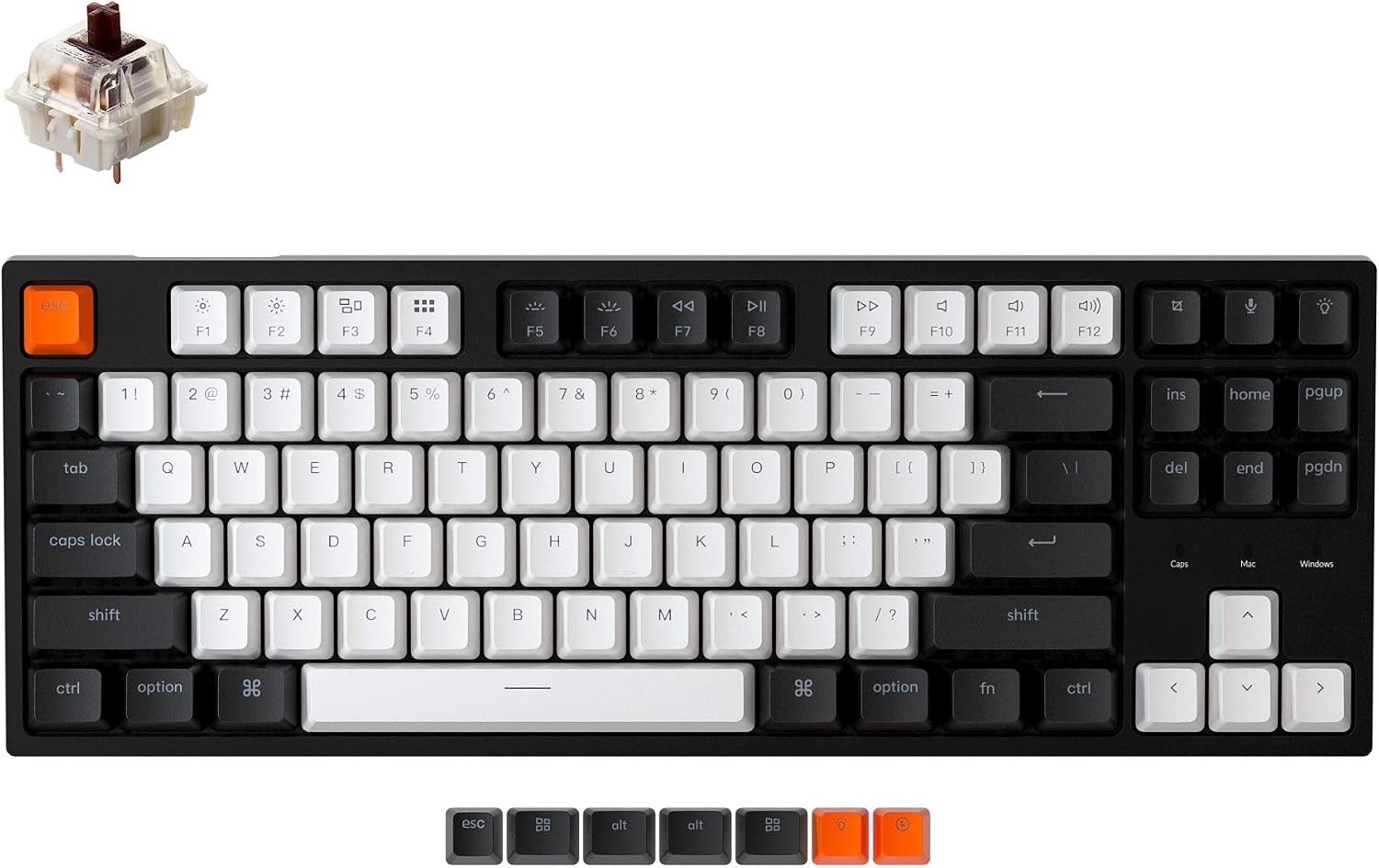 Keychron Gaming Keyboard C1 TKL Wired Mechanical Hot Swappable Black/White