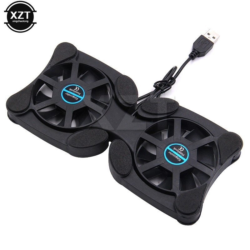 Dual USB Cooling Fan Pad Foldable Slim Fans Cooler Stand For Laptop Notebook LOT