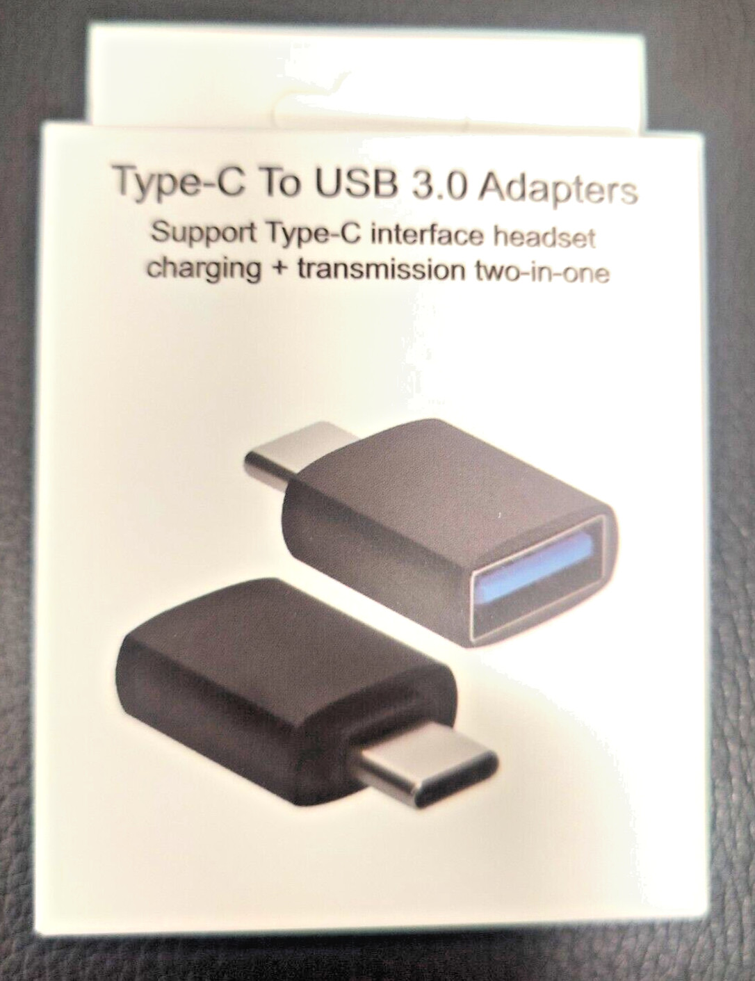 2 PACK USB Type C Male to USB 3.0 Type A Female Adapter (BLACK)