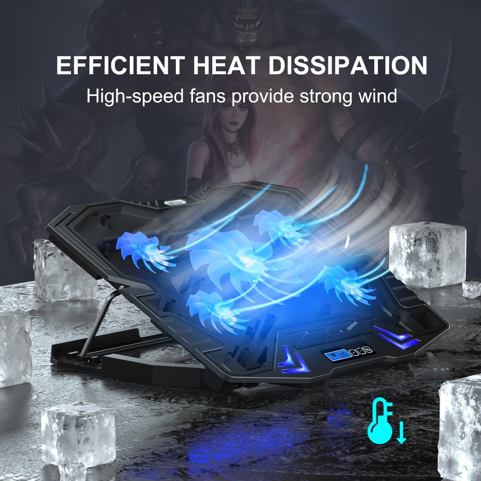 Laptop Cooling Pad For 11-17″ inch Laptop Dual USB Fan Cooler Stand 5 Quiet Fans