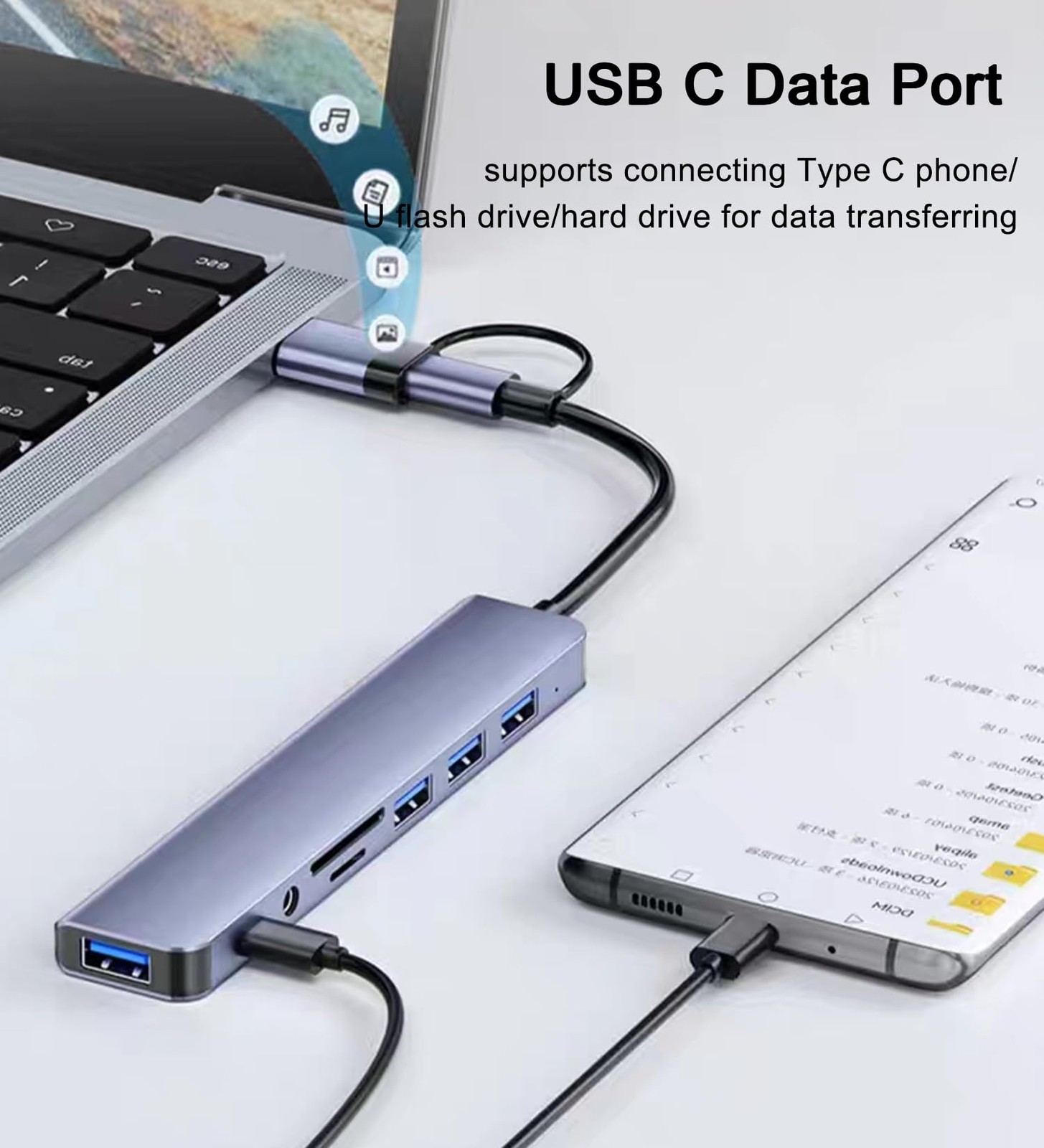 USB Hub USB Hub 3.0 with SD/TF Card Reader, 3.5mm Headphone Aux Jack, 8-in-1 …