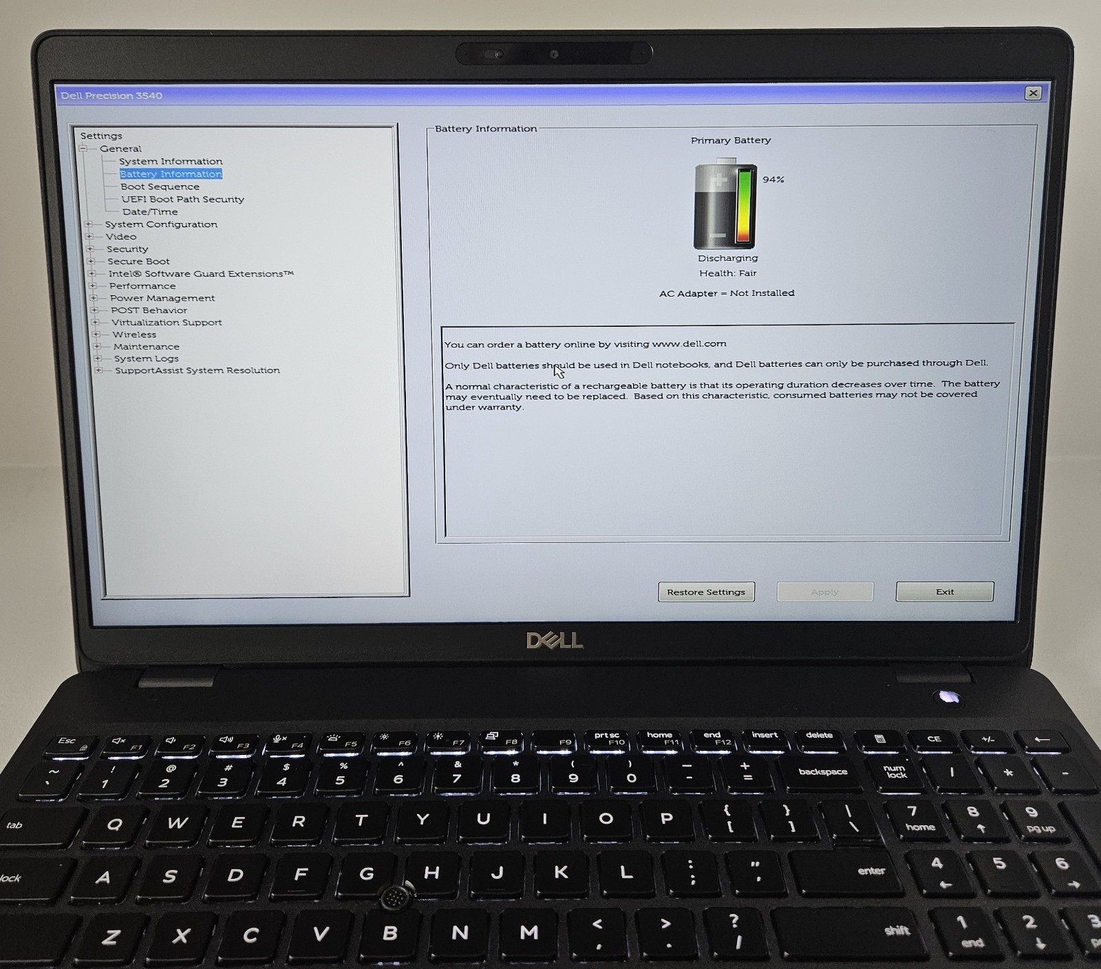 Dell Precision 3540 Core i7-8565U 16GB RAM 256GB NVMe Radeon Pro WX 2100 Win 11P