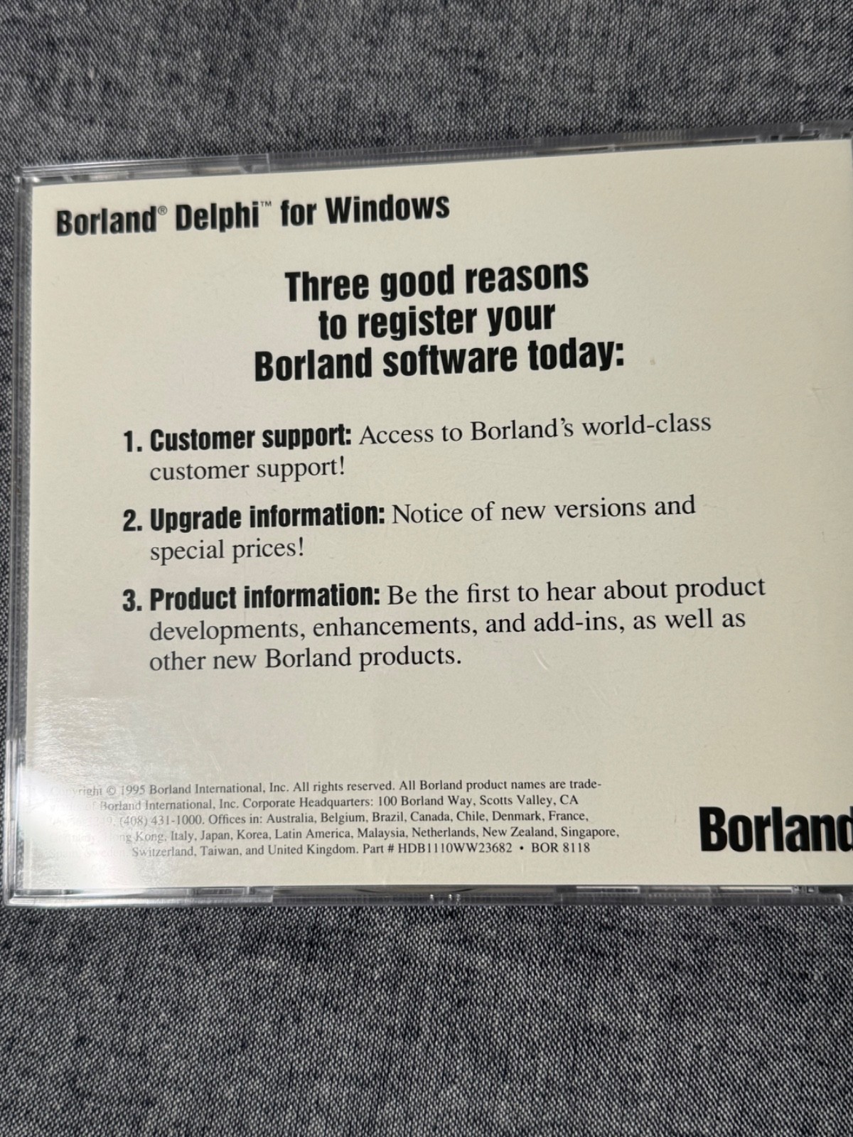 Borland Delphi for Windows 1995 Original CD-ROM Lot (2 Discs) Tested Working