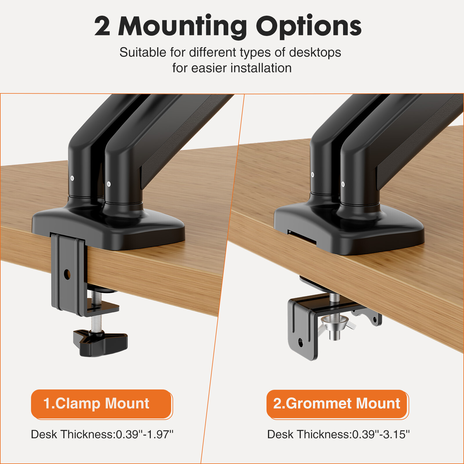 Dual Monitor Stand VESA Gas Spring Desk Mount Adjustable Swivel 13-32in Screen
