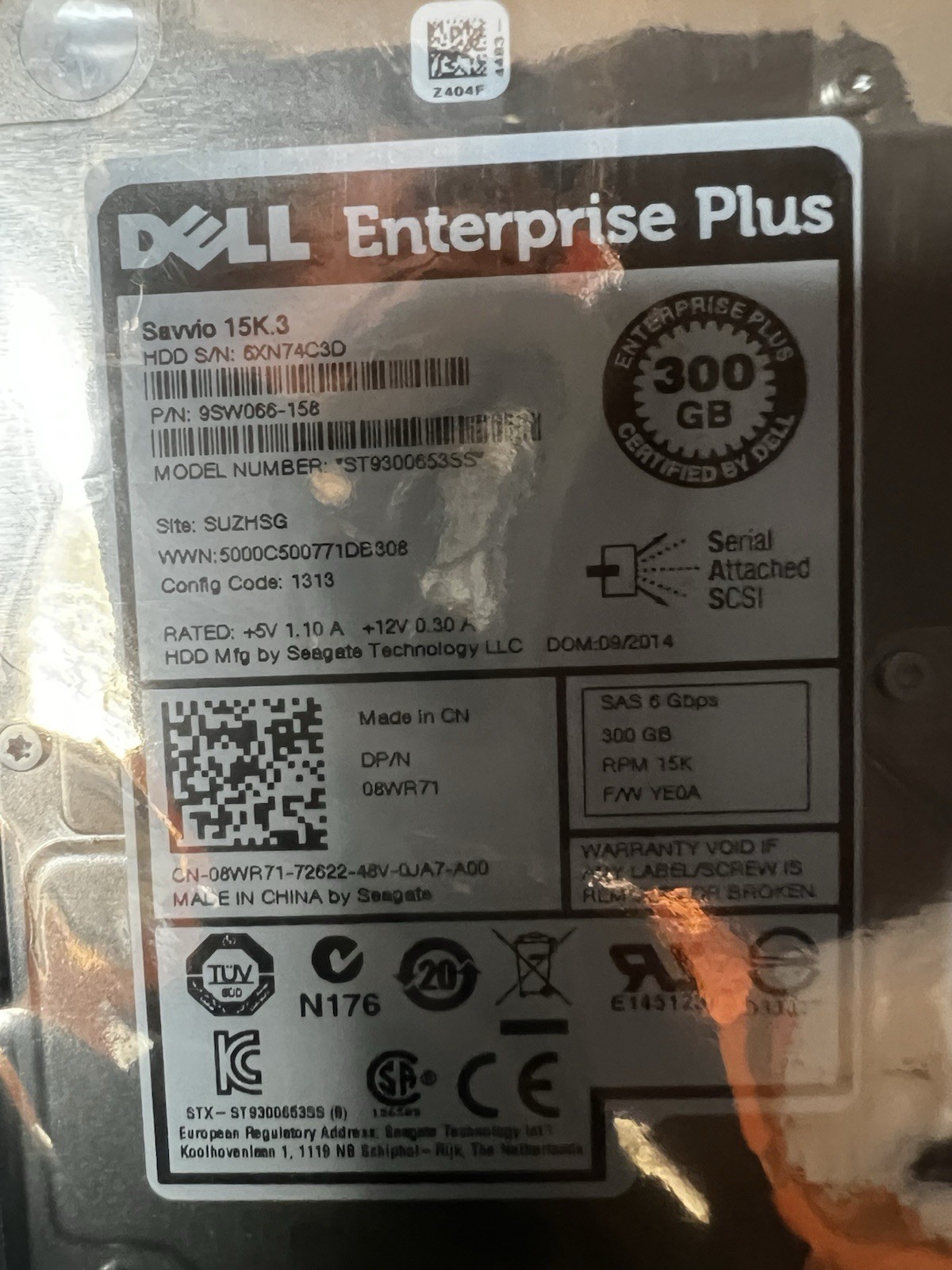 LOT OF 40 Dell 8WR71 SAS 300GB 15K 6Gb/S Enterprise Plus Hard Drive ST9300653SS