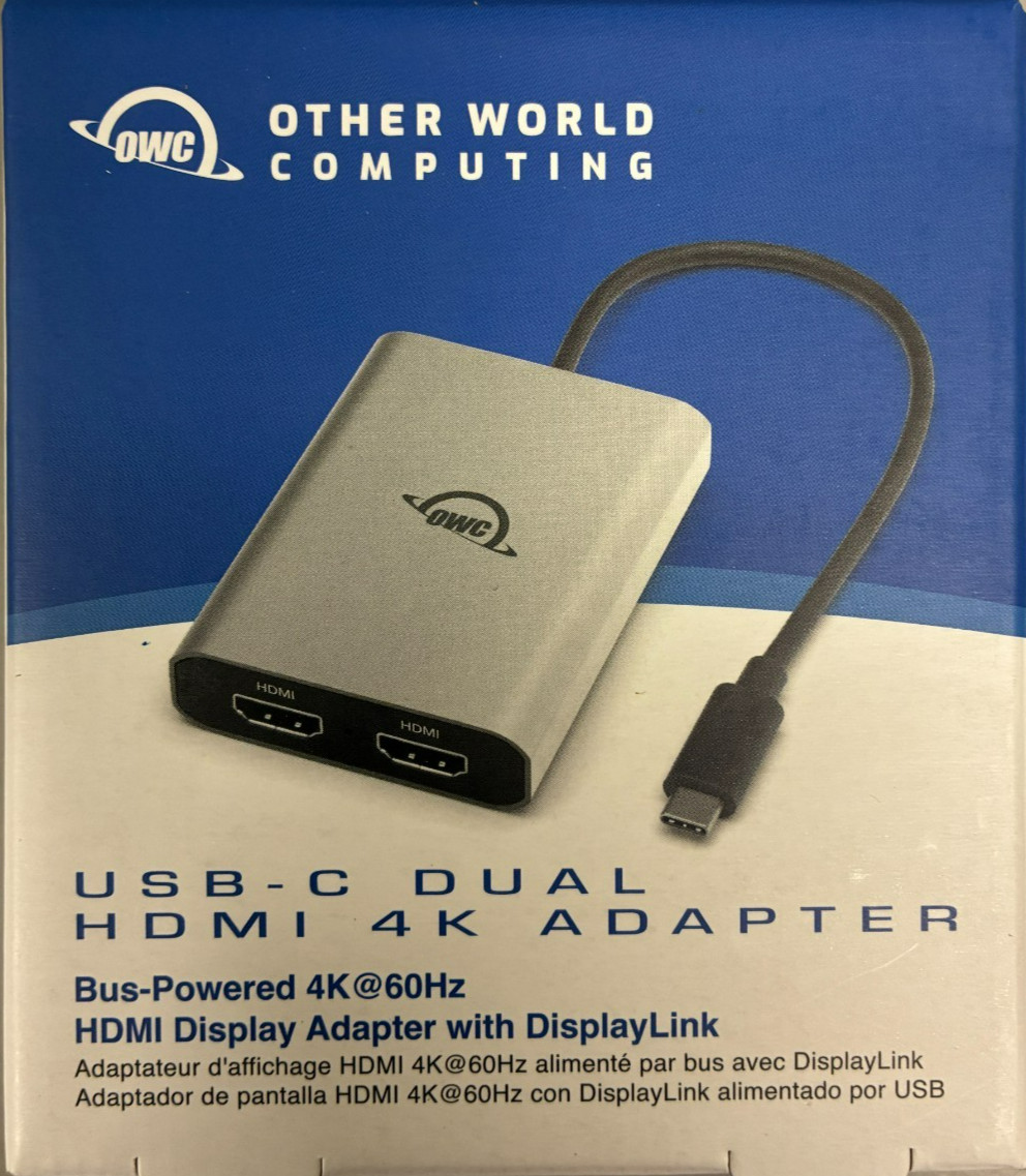 OWC – OWCCADPDL2HDMIQ – USB-C Adapter to Dual HDMI 4K with DisplayLink