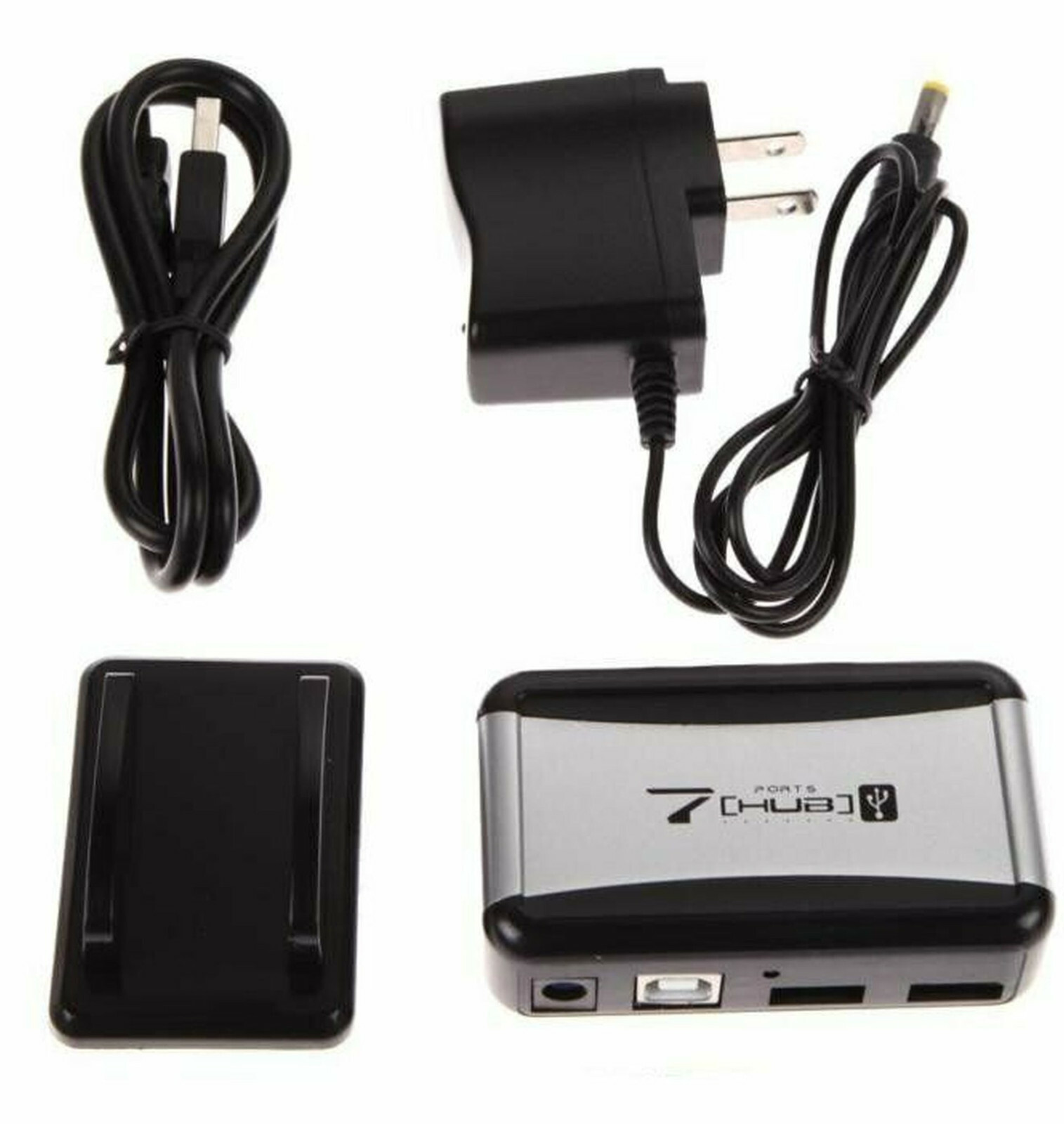7 Port USB 2.0 HUB POWERED High Speed w/ AC Power Adapter & Cable PC or Laptop