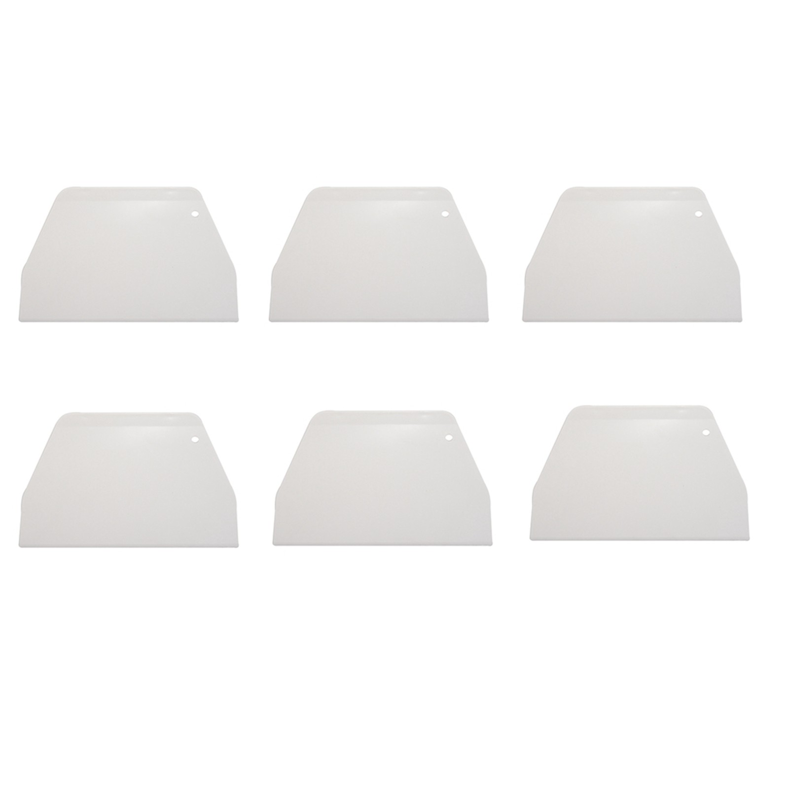 6pcs 19cm x 12.5cm flat white plastic cake scraper Z7R89274