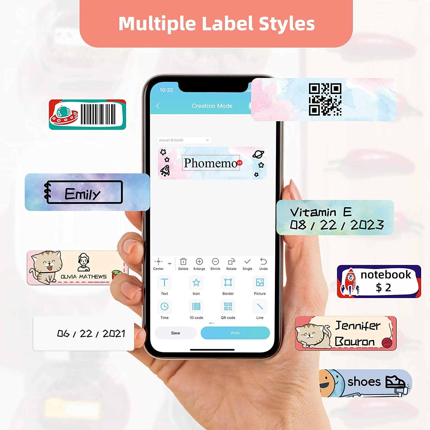 Phomemo D30 Mini Label Maker with Tape Easy-to-Use Thermal Sticker Paper Printer