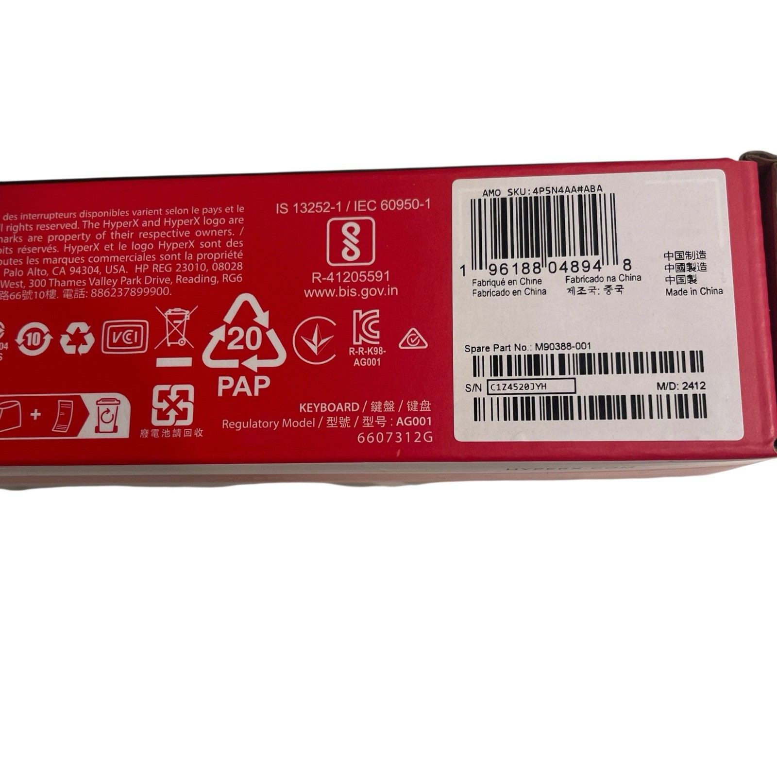 HyperX Alloy Origins 60 Mechanical Gaming Keyboard Red Linear Wired RGB