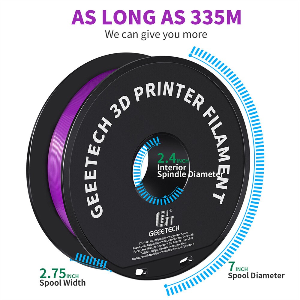 GEEETECH 3D Printer Filament Regular PLA Purple 1.75mm 1KG/Roll Consumables