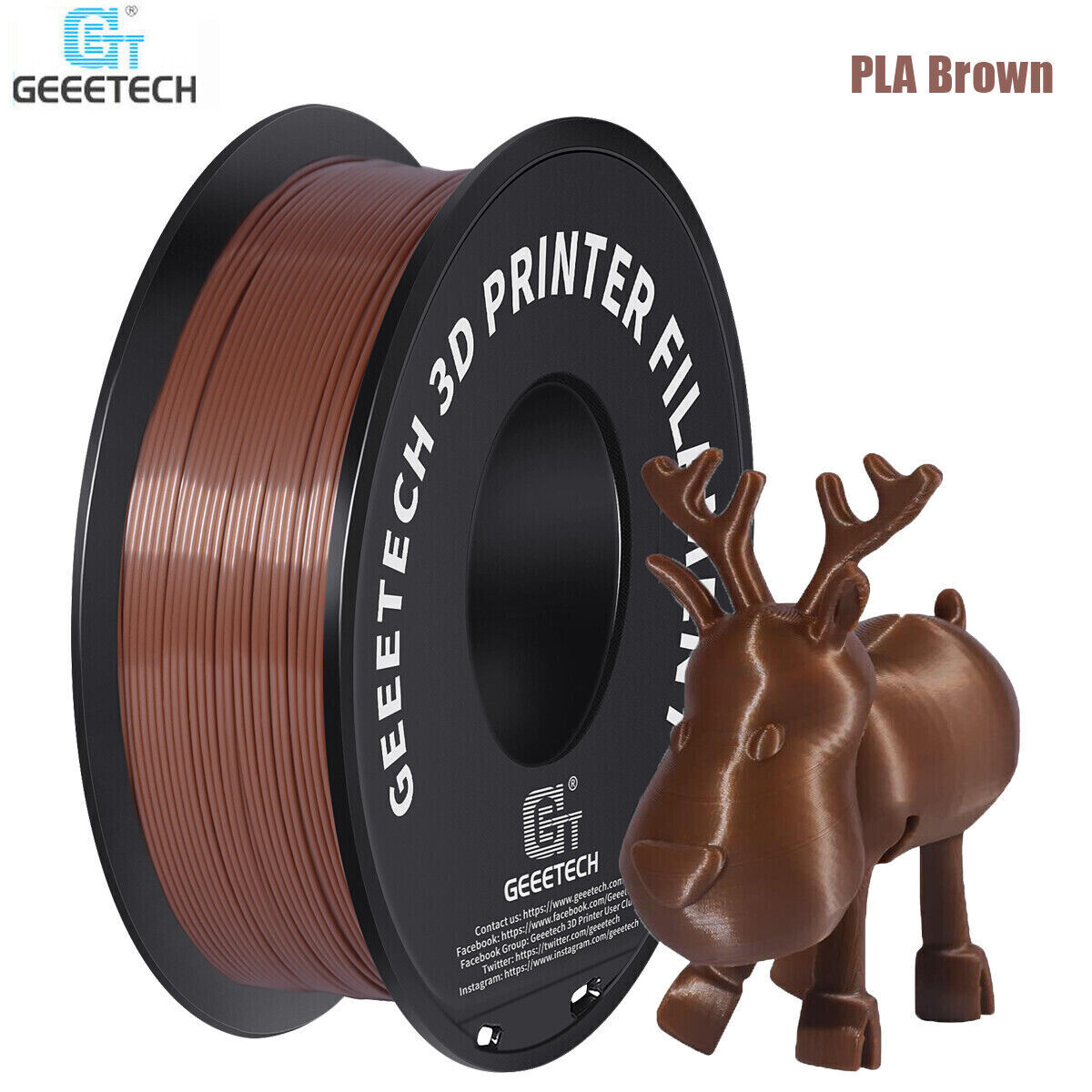 GEEETECH 3D Printer Filament Regular PLA Brown 1.75mm 1KG Per Roll Consumables
