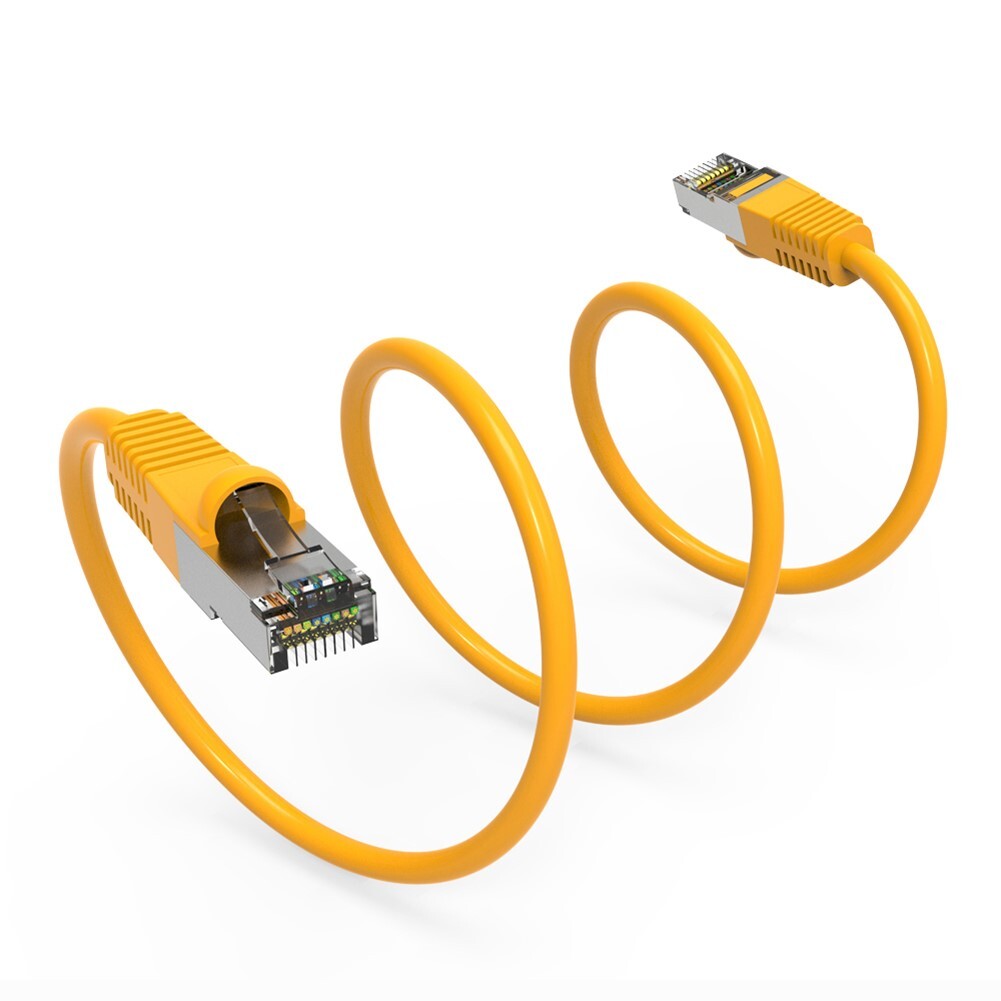 0.5FT Cat6 RJ45 Ethernet LAN Network SSTP Shielded Patch Cable Cord 26AWG Yellow