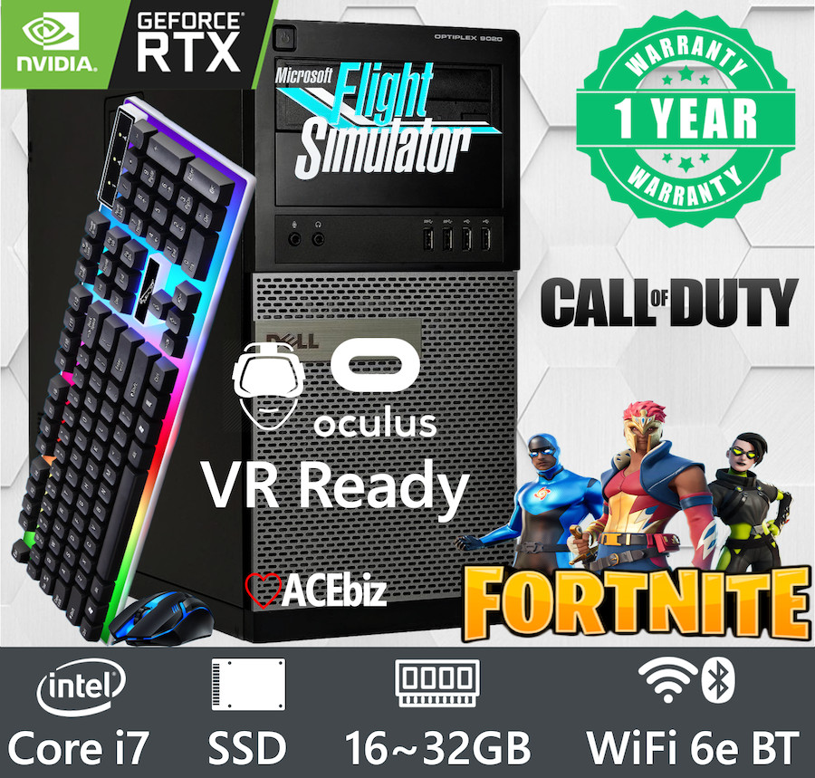 Gaming PC i7 SSD nVidia RTX 4060 GTX 1070 1060 Desktop Computer VR Ready