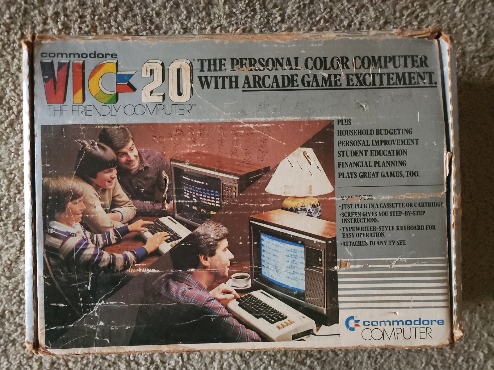 Vintage Commodore Vic 20 Computer w/power-supply and Original Box – (Untested)