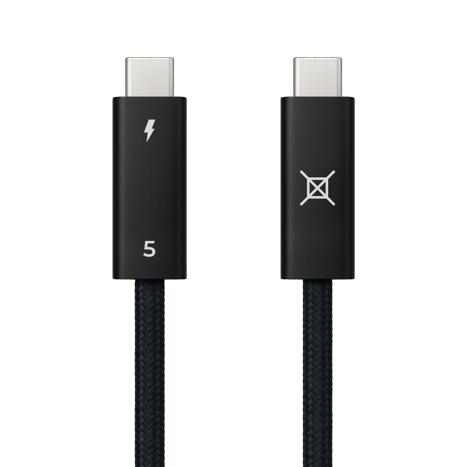 Aiox Thunderbolt 5 Cable USB-C 80Gbps 240W Nylon Braided (1.5m/4.92ft) – Black