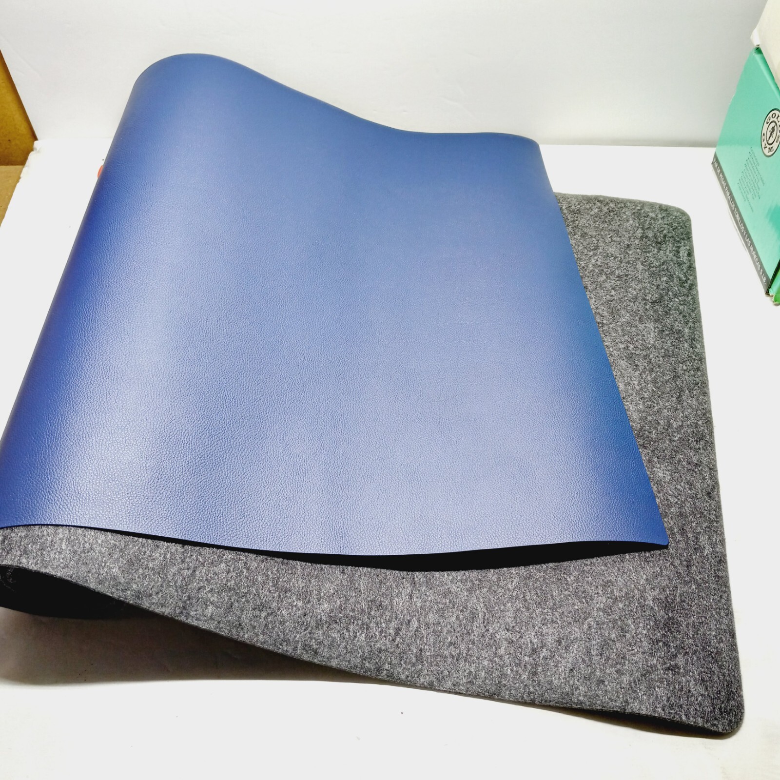 Multi Functional Office Desk Pad (Dark Blue) Leather Topped Padded Back Anti…