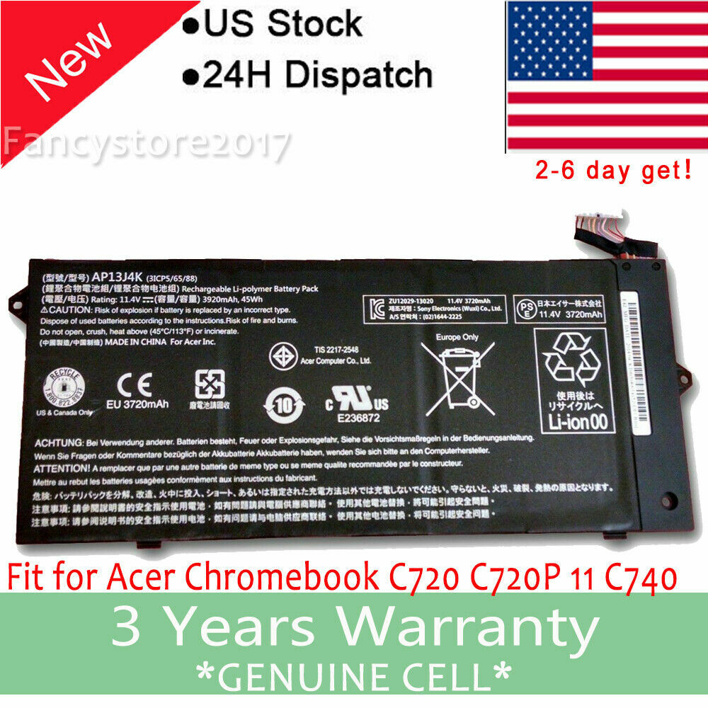 AP13J3K AP13J4K Battery for Acer Chromebook 11.6″ C720 C740 C720-2848 CB3-431 F