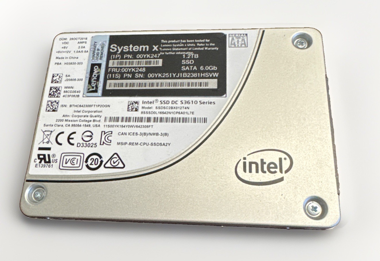 Lenovo 1.2TB 00YK248 00YK251 00YK247 Enterprise SATA SSD