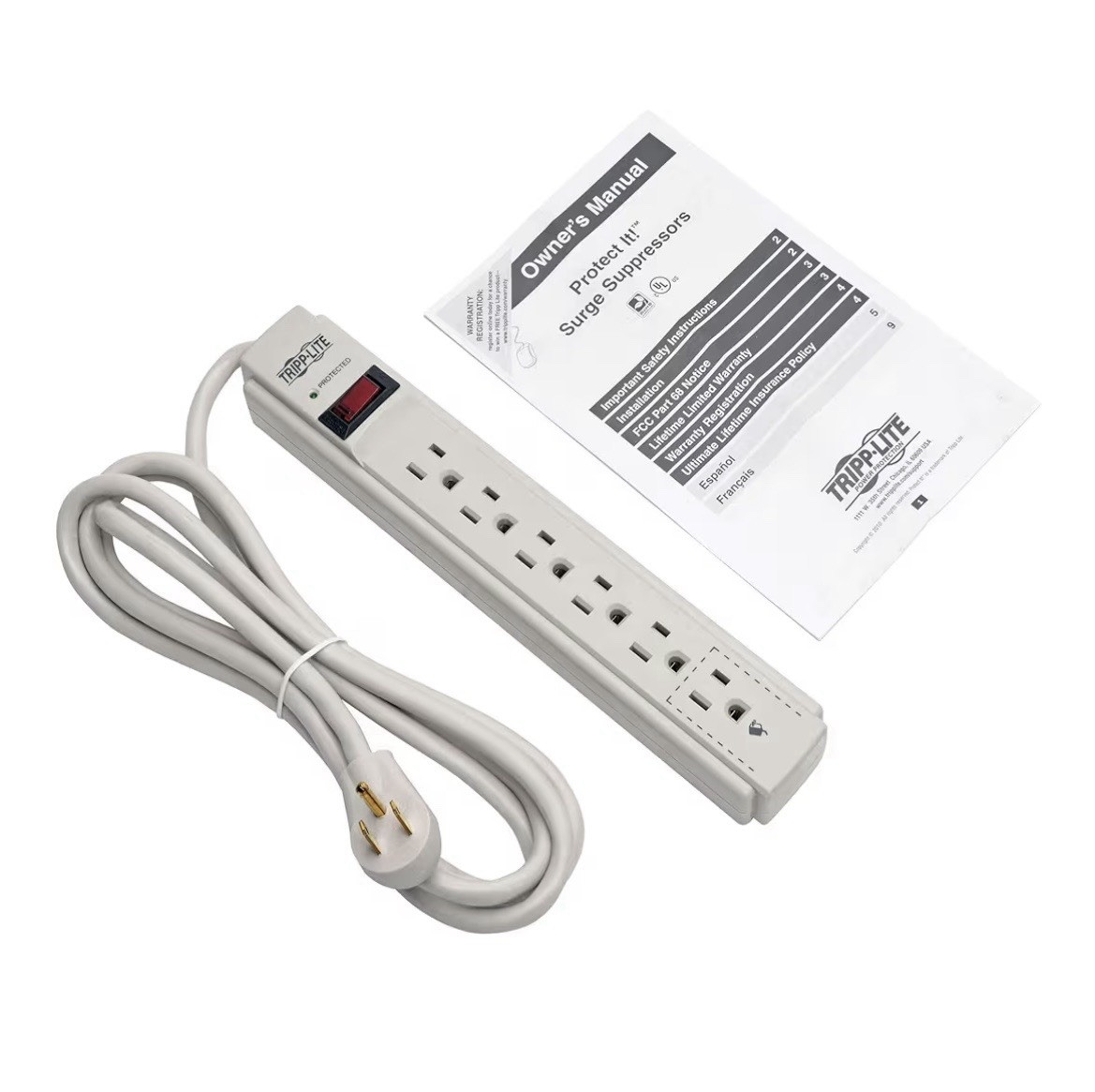 Lot of 12-Tripp Lite Surge Protector Power Strip 120V 6 Outlet 8′ Cord -NEW