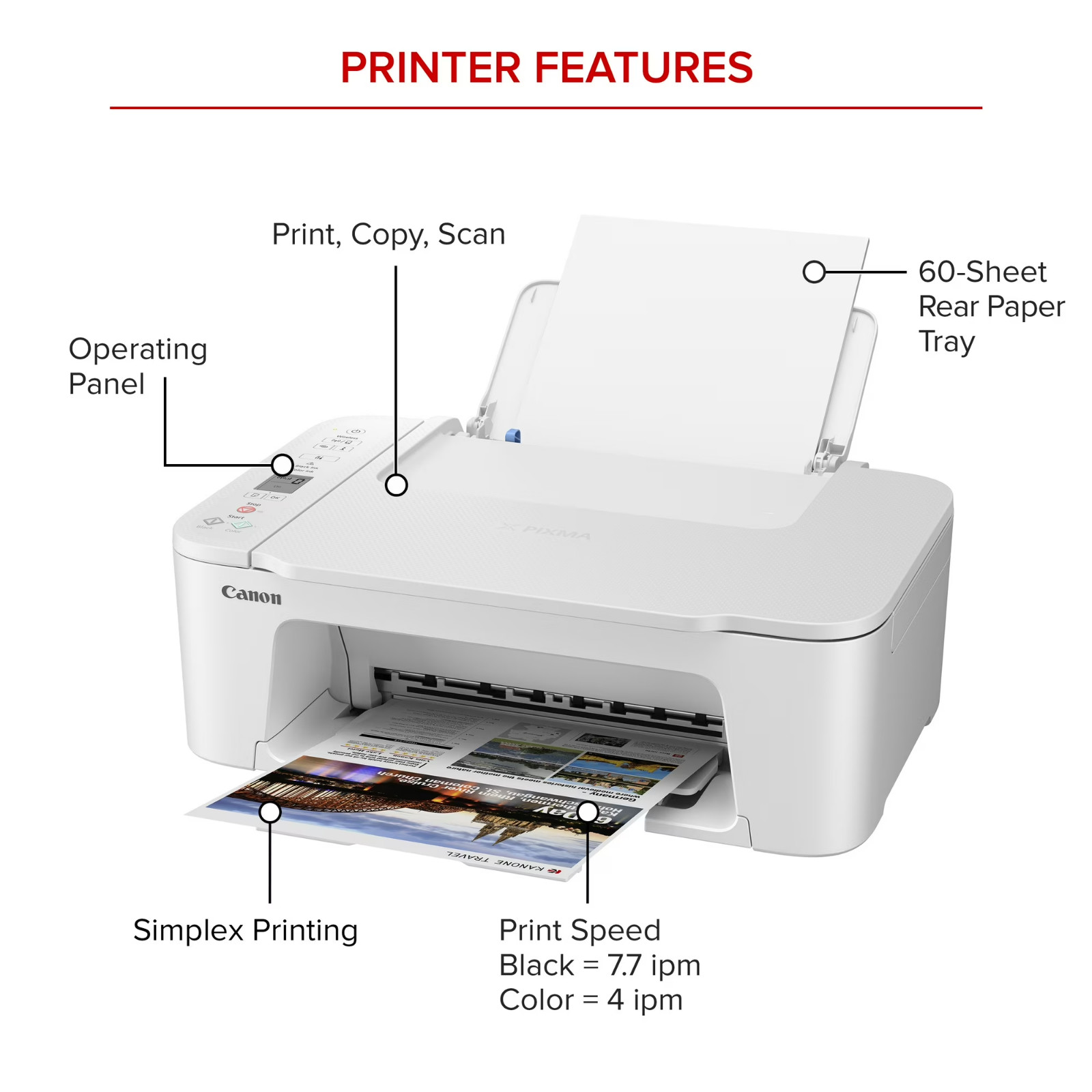 Canon PIXMA TS3722 Wireless All-in-One Inkjet Printer Home Office Fast Ship USA