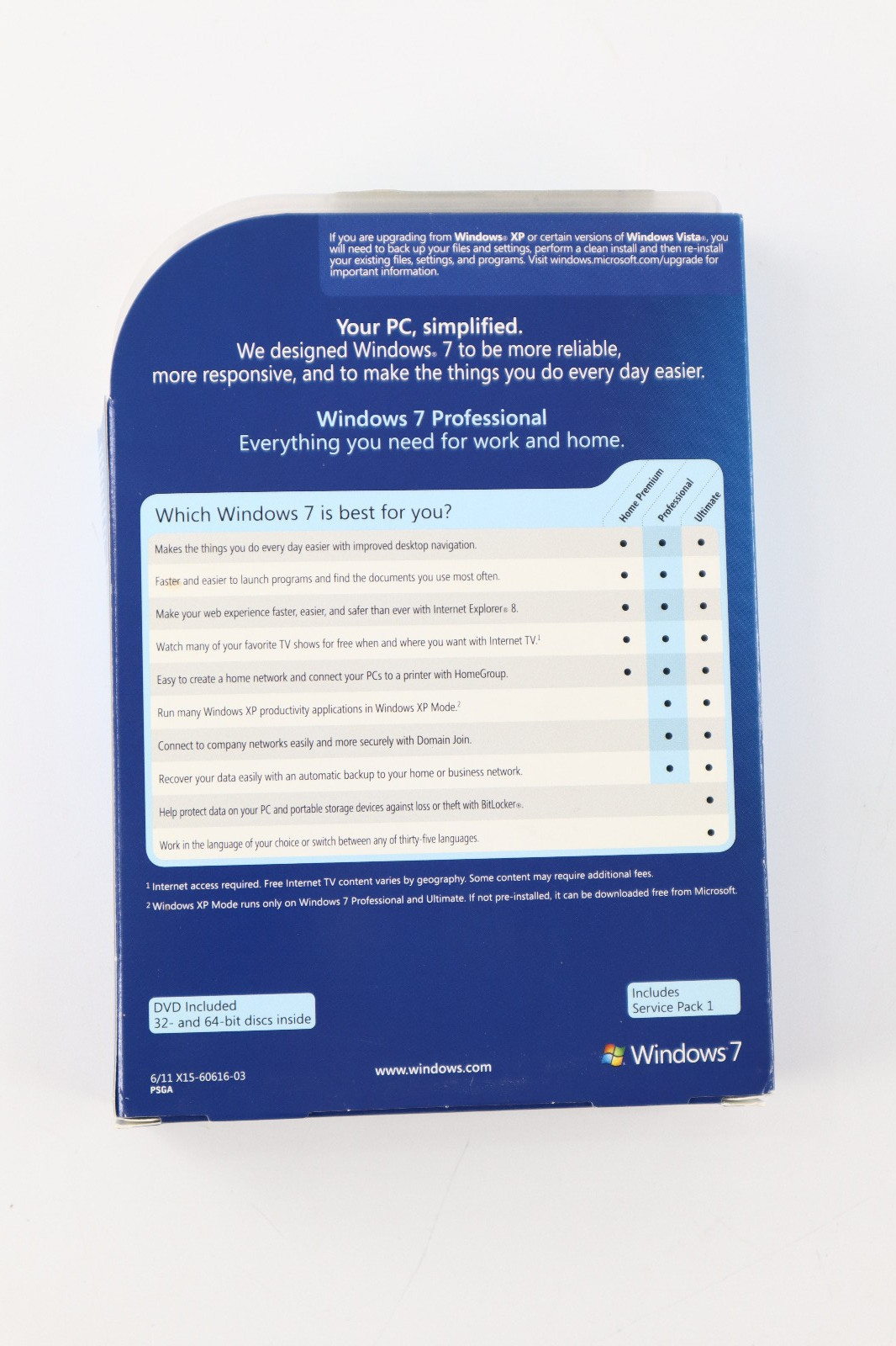 Microsoft Windows 7 Professional Full Retail Version 32 bit & 64 bit W/ Key