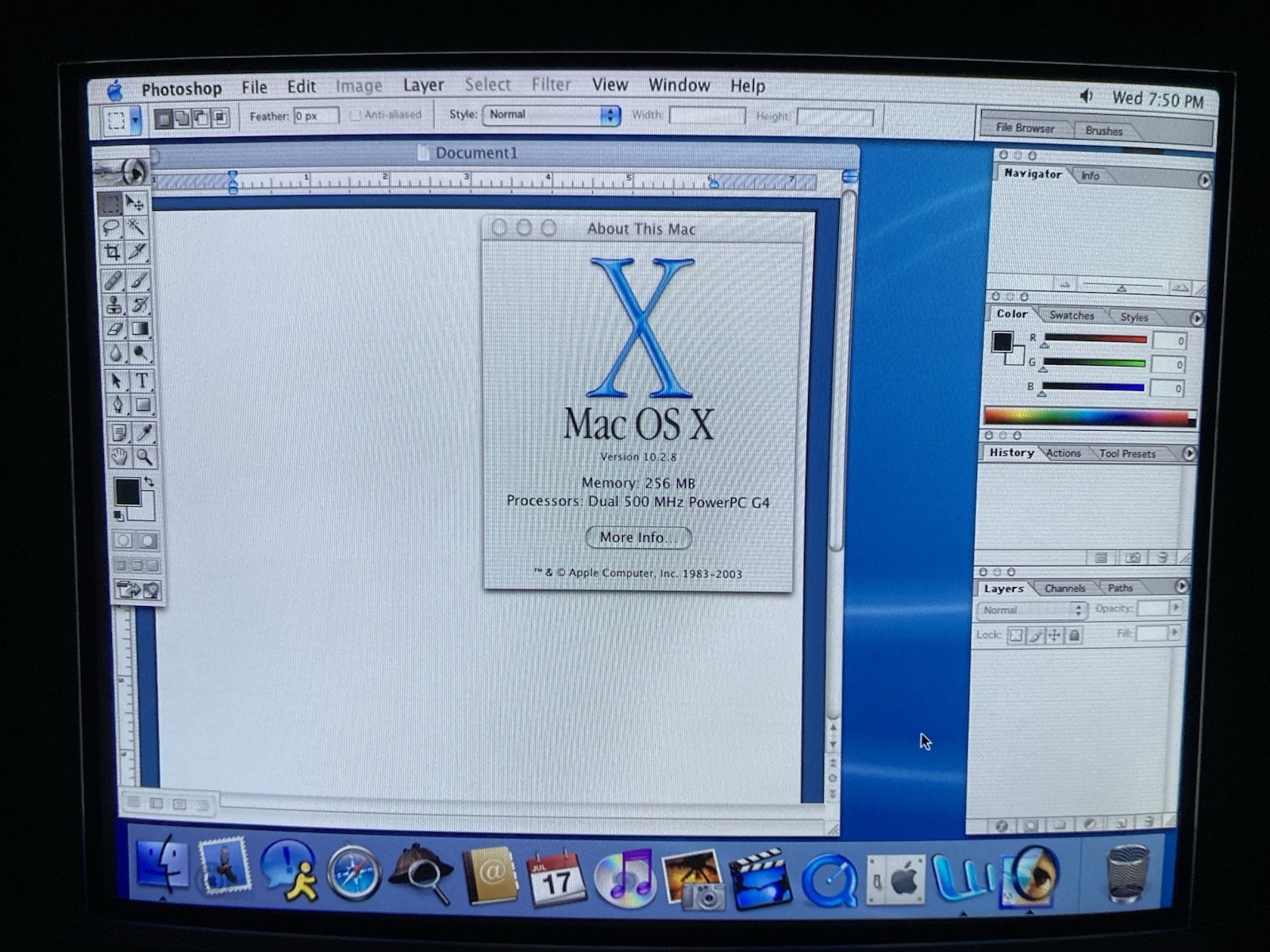Power Mac G4 M5183 Dual 500 MHz, ATI Rage 128 Pro, Pro Keyboard M7803, OS X 10.2