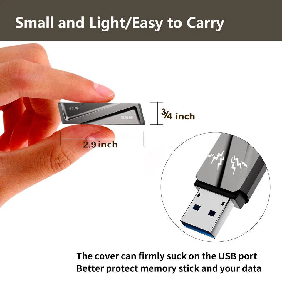 SSK 128GB USB Flash Drive 500MB/s USB 3.2 Gen2 USB Thumb Drive Fast Transfer …