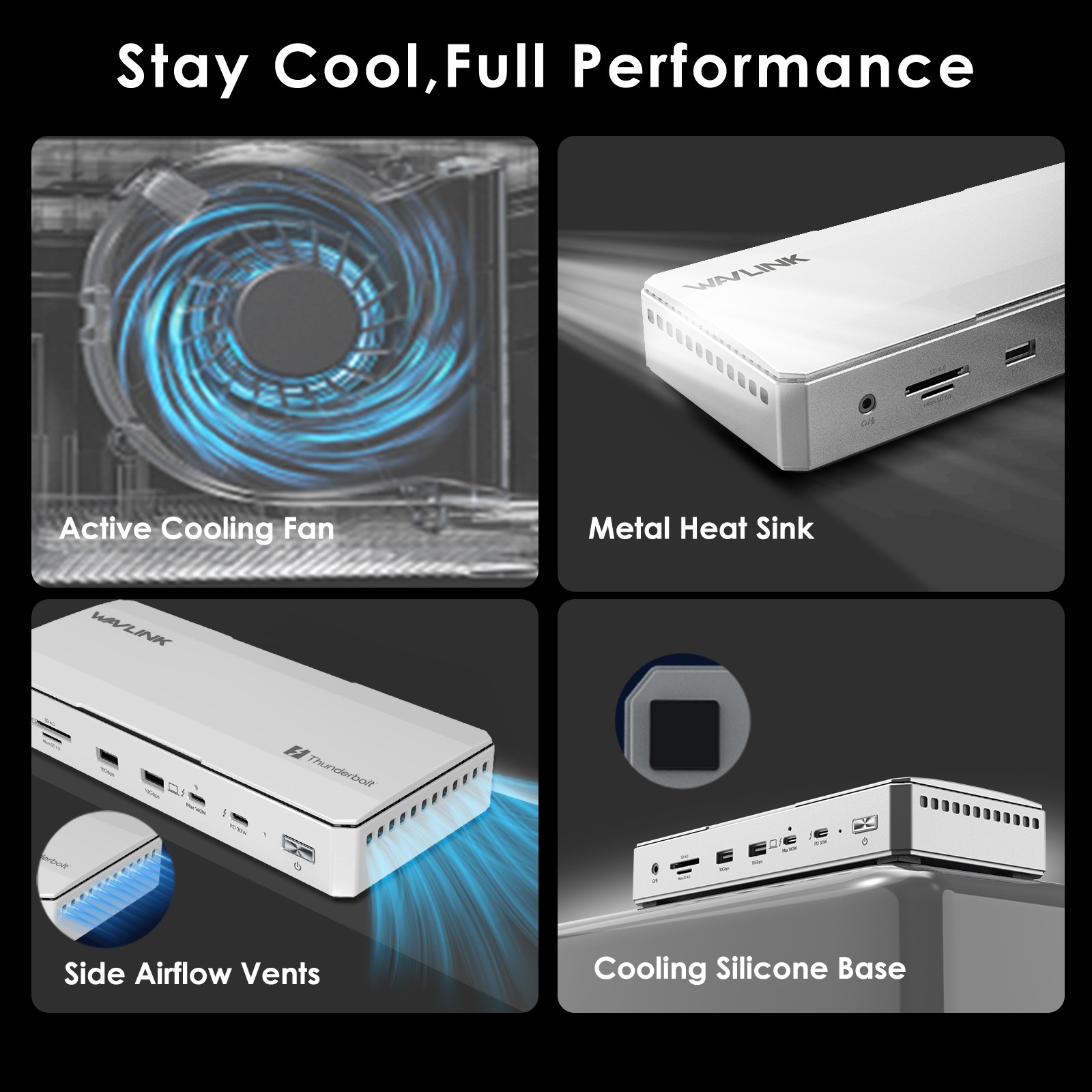 Thunderbolt 5 Dock MAX 140W PD 4x USB-A 10Gbps up to 8K Dual/Triple Display Hub
