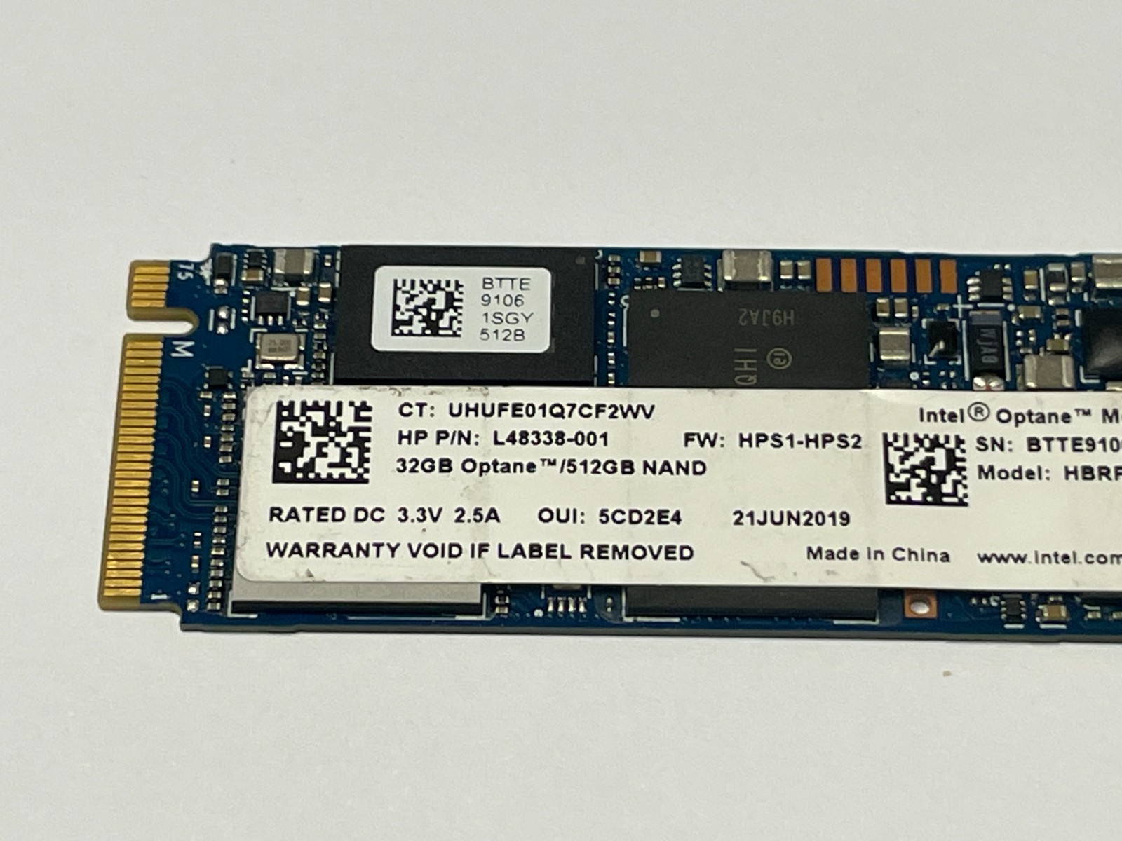 Intel 512GB NVMe M.2 SSD Solid State Drive HBRPEKNX0202AH 32GB Optane Memory H10