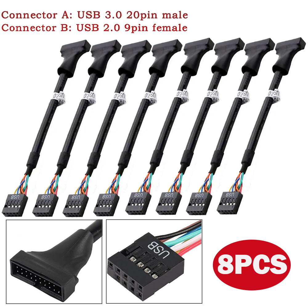 8x USB 3.0 20 Pin Male to Female USB 2.0 9 Pin Motherboard Adapter Switch Cable