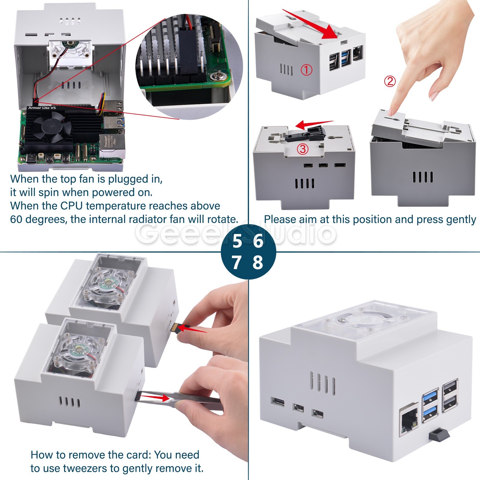 ABS Electrical Box Plastic DIN Rail Case with 3510 Cooler for Raspberry Pi 5