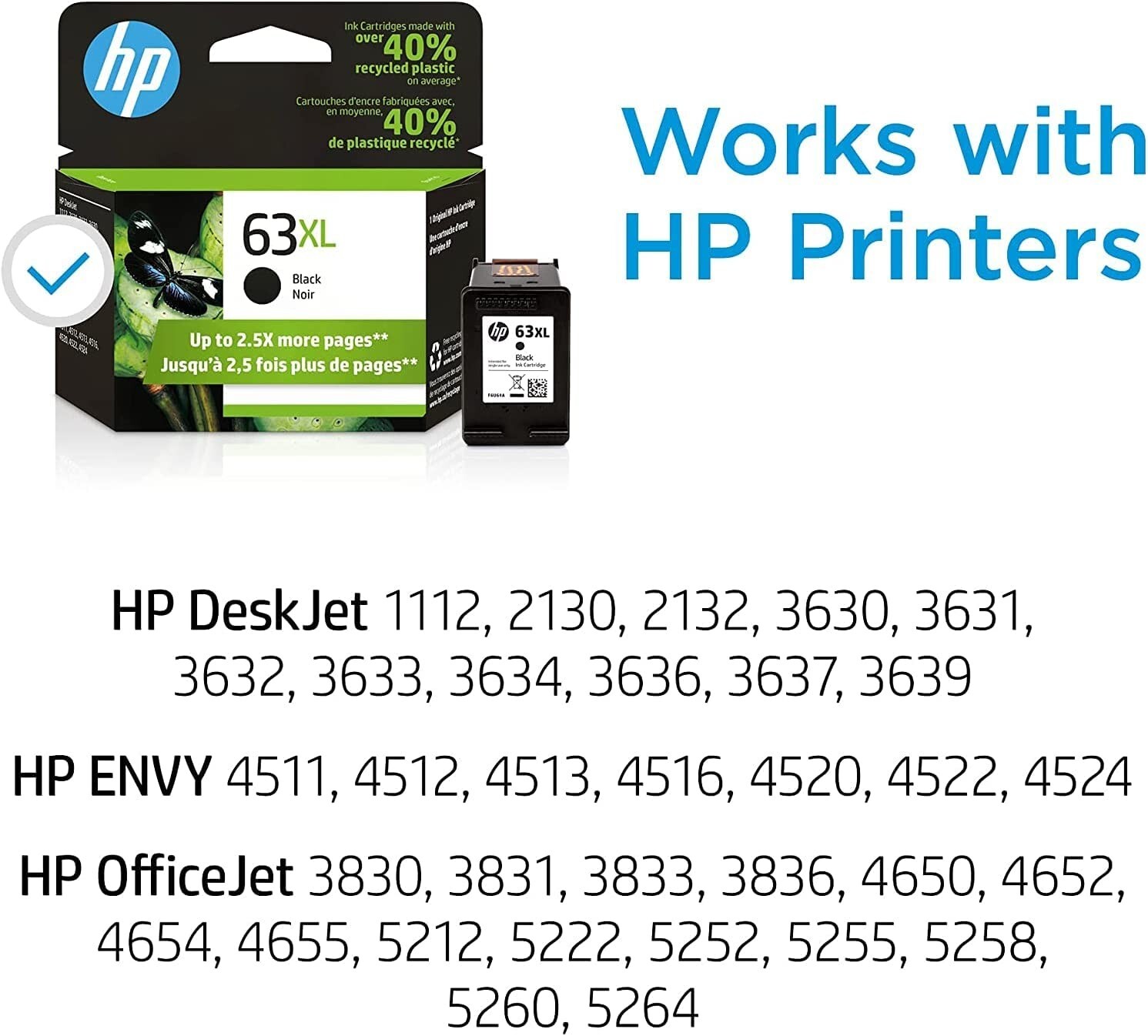 Exp 08/2025 New Genuine HP 63XL F6U64AN Black Ink Cartridge High Yield Deskjet