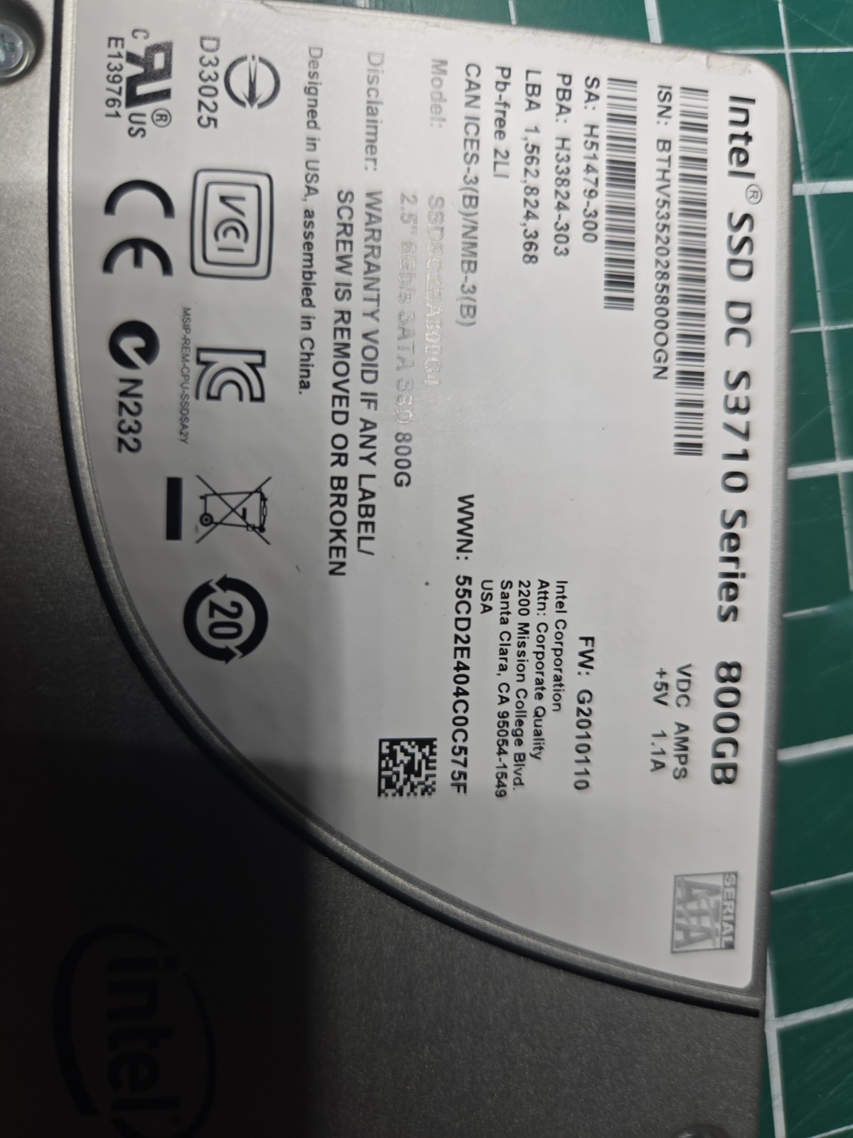 Intel DC S3710 800GB MLC SATA 6Gbps High Endurance 2.5″ SSD SSDSC2BA800G4 Tested
