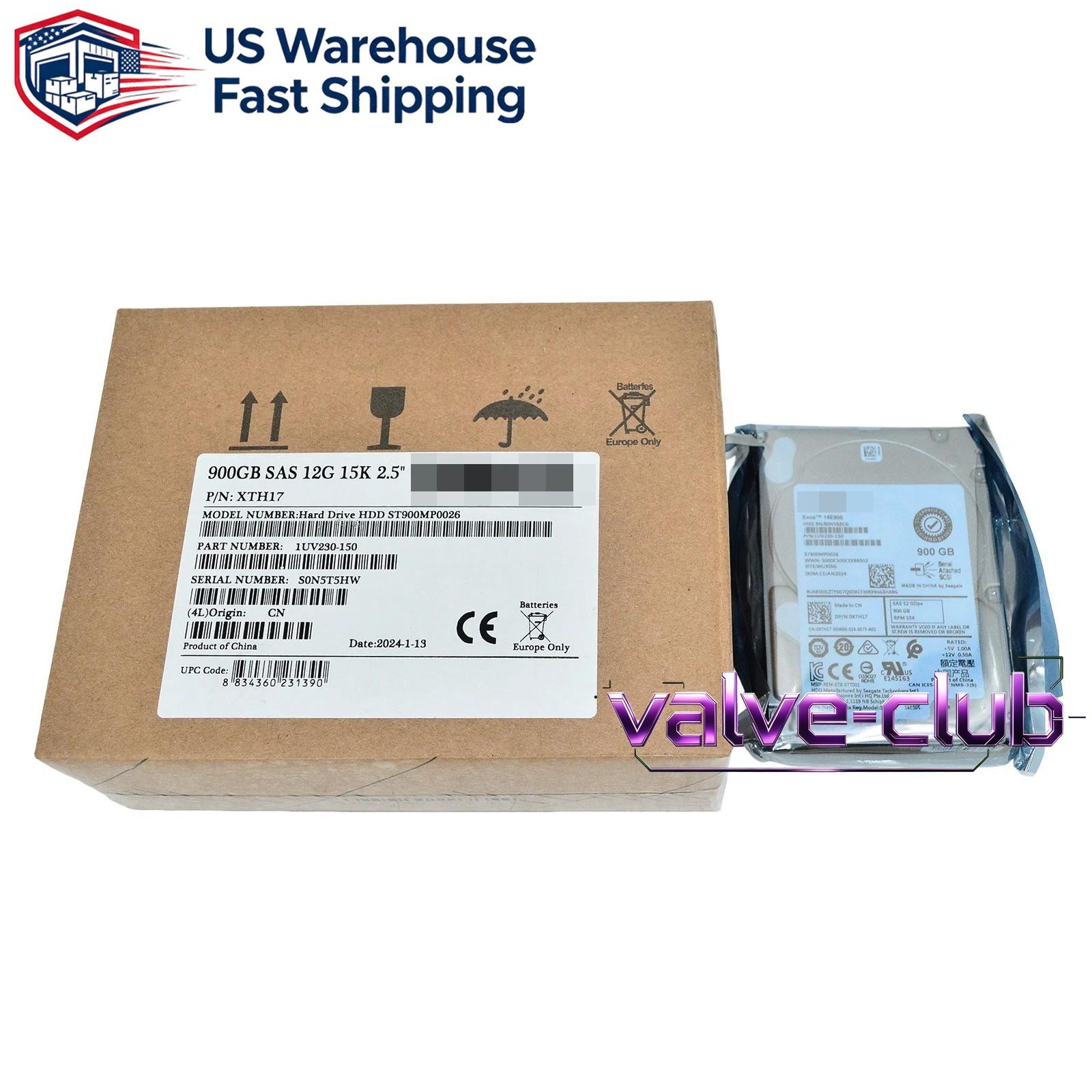 For Dell 900GB SAS 15k 2.5″ 12G HDD XTH17 Seagate ST900MP0026 in 3.5” Caddy US