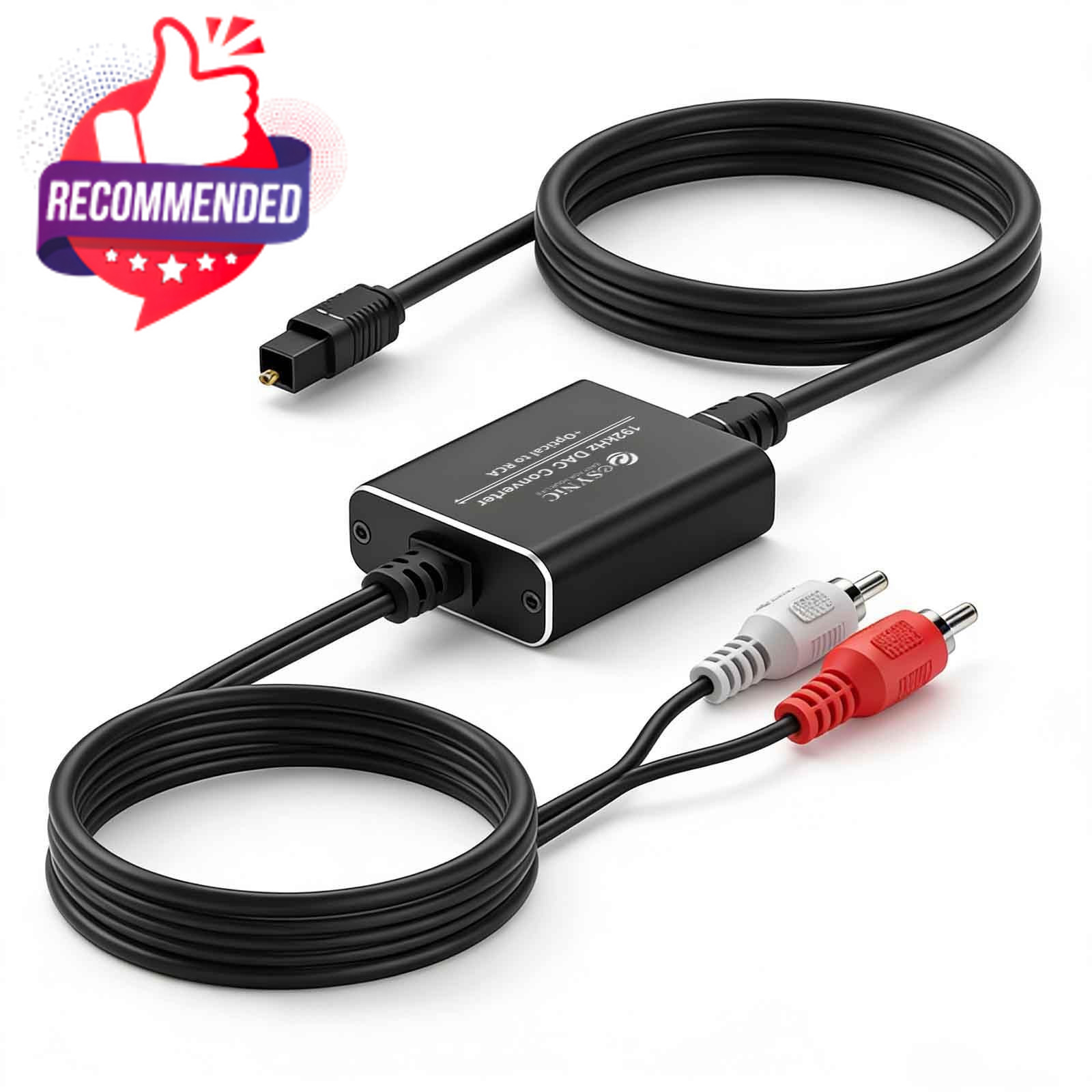 Portable Optical To Rca Adapter-6 Ft Long-built-in Dac Chip-easy To Setup-192khz