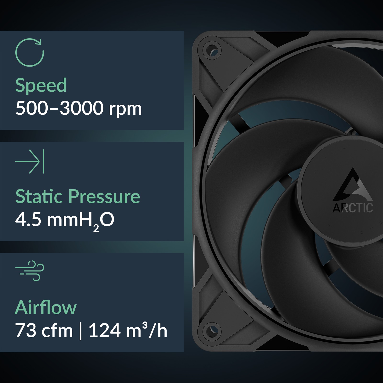 ARCTIC P12 Pro Reverse Fan PC Case 120mm black Flow inverse Silent B-Stock
