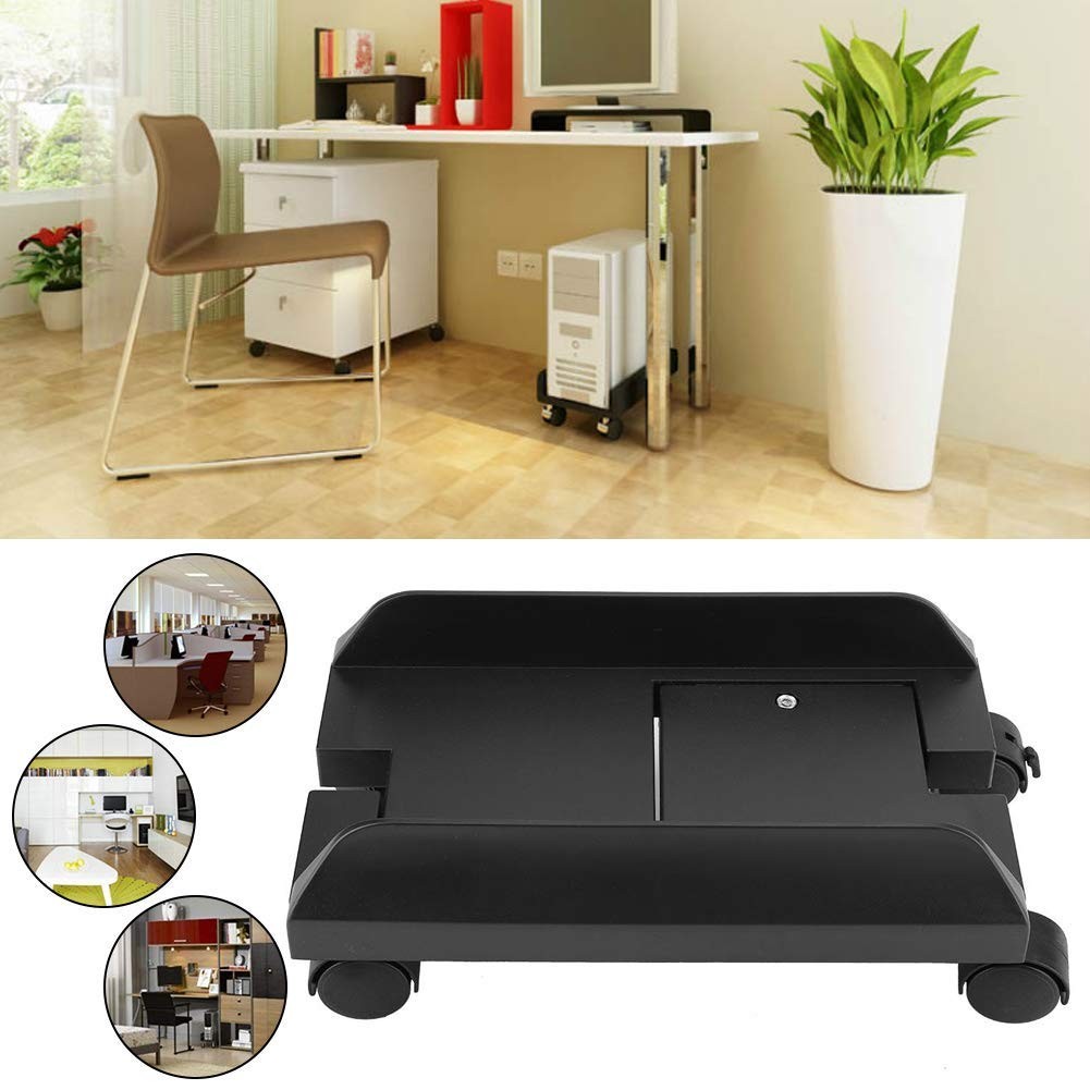 Universal ABS PC Computer Tower Stand Holder, Adjustable Width, Rolling Caster