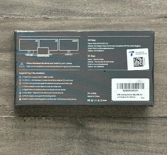 USB Docking Station GIQ USB C hub USB 3.0 to Dual HDMI VGA Adapter Black- New