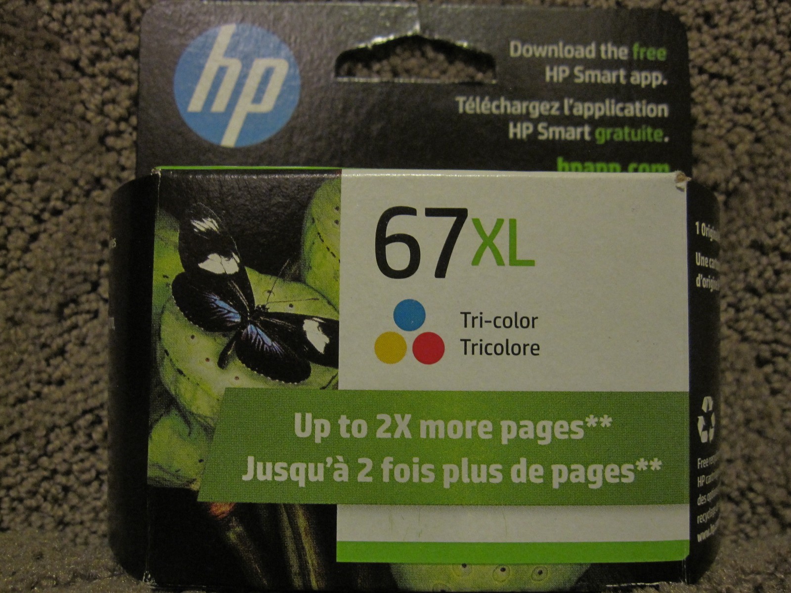 HP 3YM58AN Tri Color Cyan Magenta YelIow Ink Cartridge Genuine # 67XL APR/2027