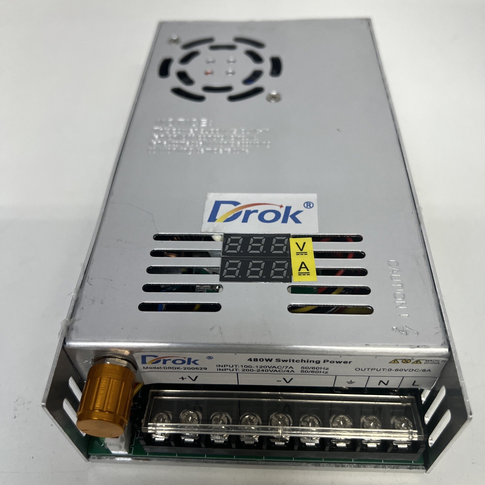 DROK Dual display 60V switch Power Supply, AC 110V 220V to DC 0-60V 8A 480W